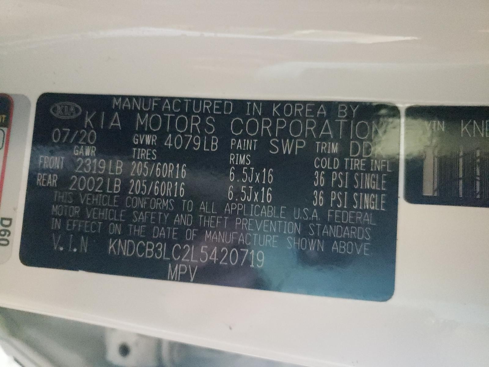Photo 10 from auction – 2020 KIA NIRO LX with VIN KNDCB3LC2L5420719