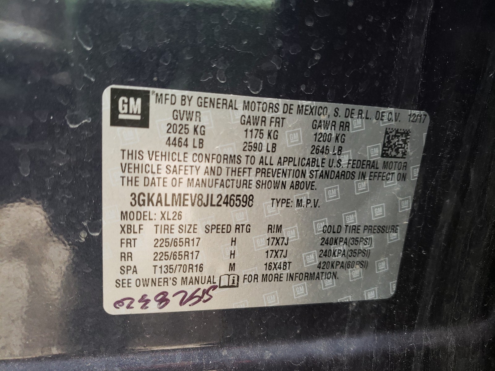 Photo 10 from auction – 2018 GMC TERRAIN SL with VIN 3GKALMEV8JL246598