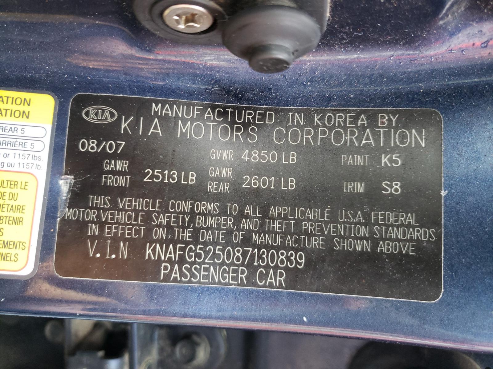 Photo 10 from auction – 2008 KIA RONDO BASE with VIN KNAFG525087130839