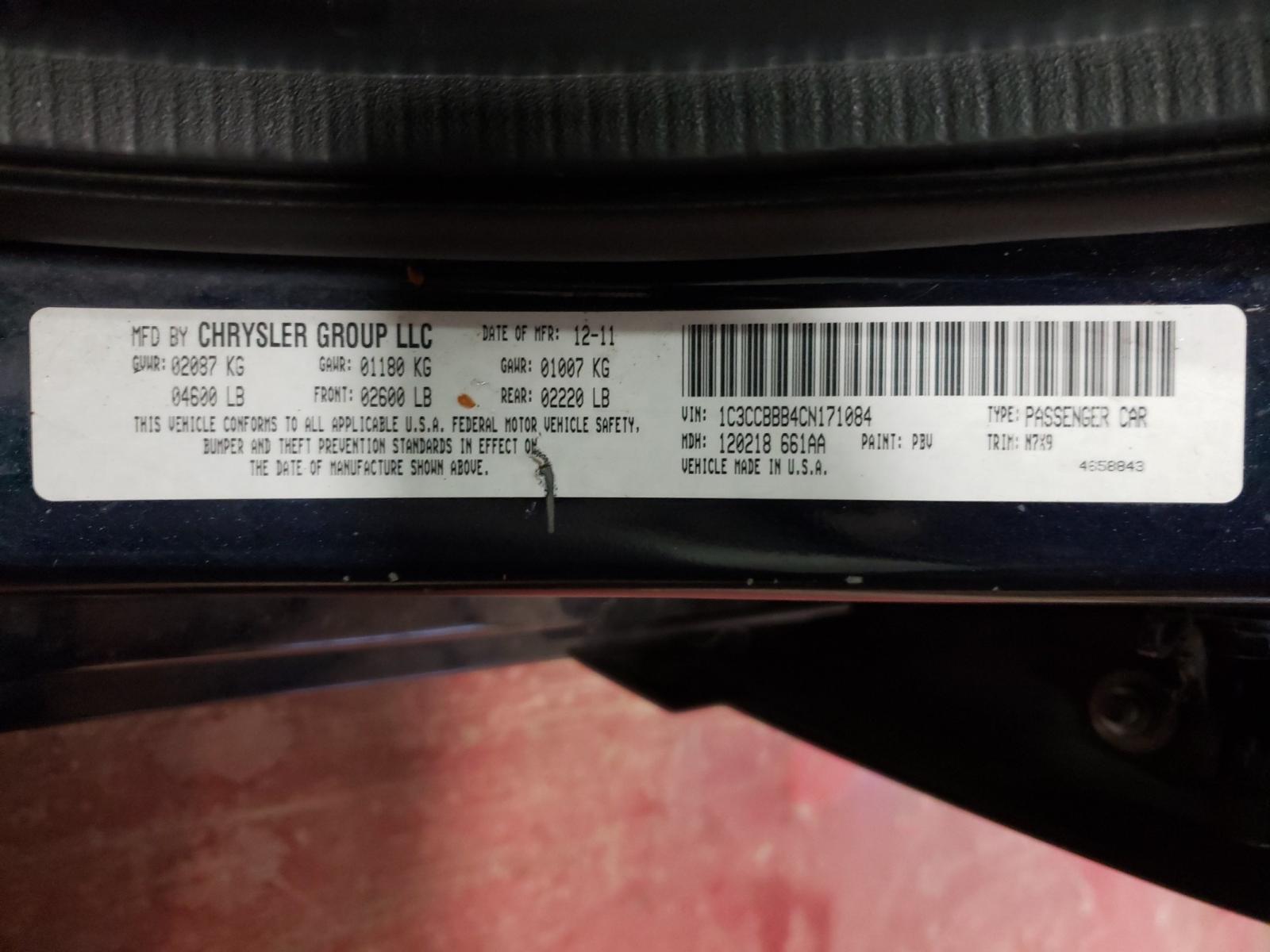 Photo 10 from auction – 2012 CHRYSLER 200 TOURIN with VIN 1C3CCBBB4CN171084