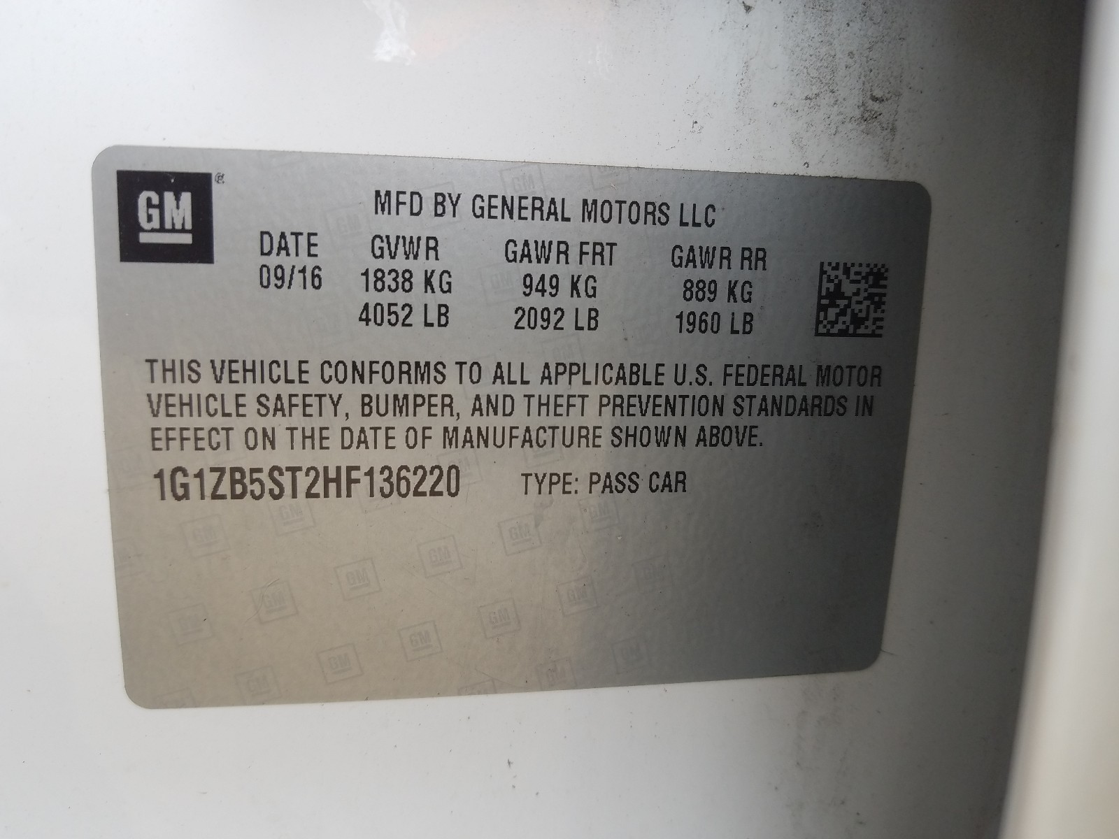 Photo 10 from auction – 2017 CHEVROLET MALIBU LS with VIN 1G1ZB5ST2HF136220