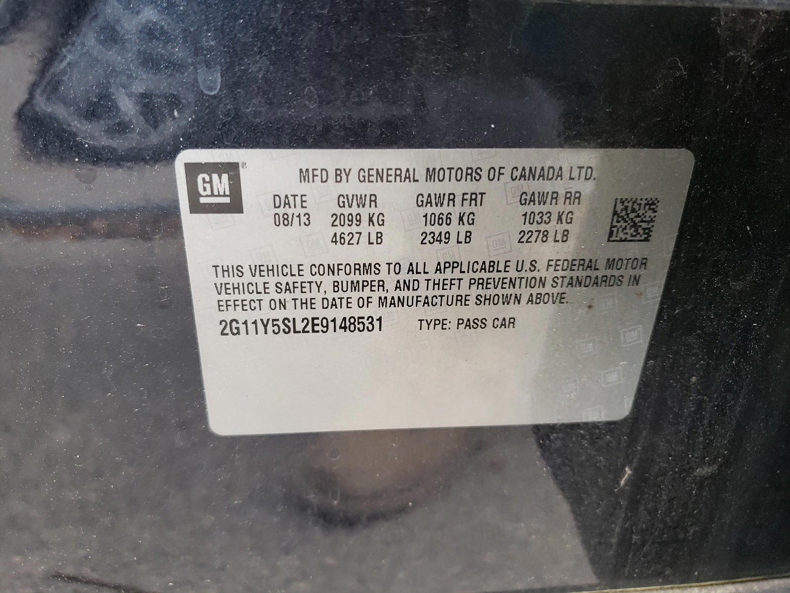 Photo 10 from auction – 2014 CHEVROLET IMPALA LS with VIN 2G11Y5SL2E9148531