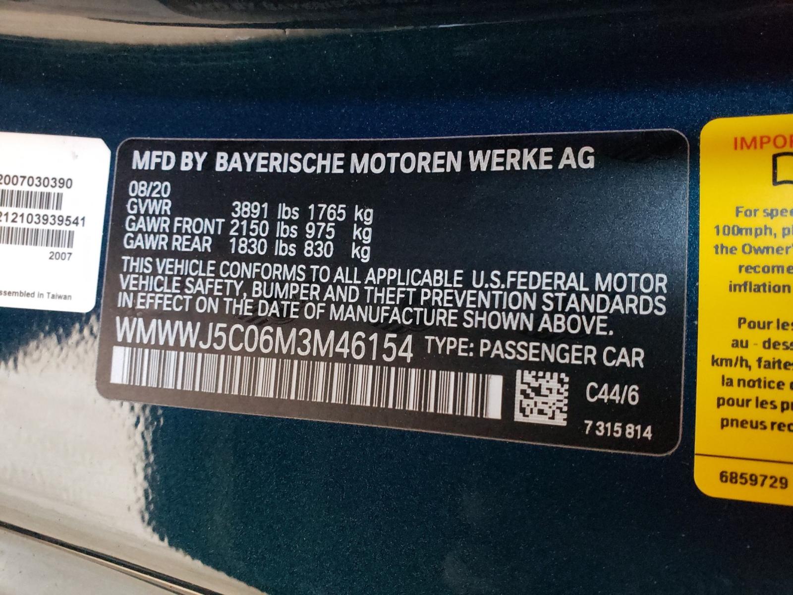 Photo 10 from auction – 2021 MINI COOPER S with VIN WMWWJ5C06M3M46154