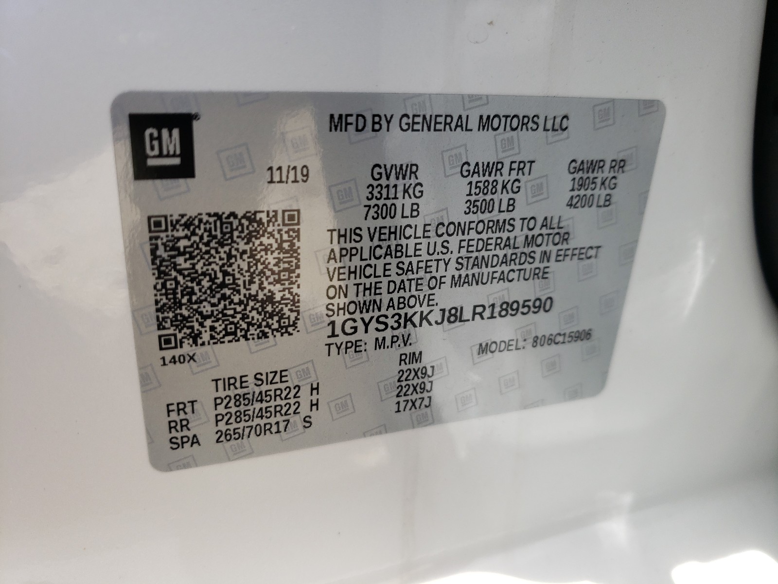 Zdjęcie 10 z aukcji – 2020 CADILLAC ESCALADE E z VIN 1GYS3KKJ8LR189590