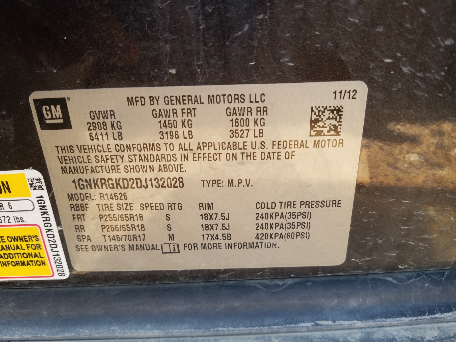 Photo 10 from auction – 2013 CHEVROLET TRAVERSE L with VIN 1GNKRGKD2DJ132028