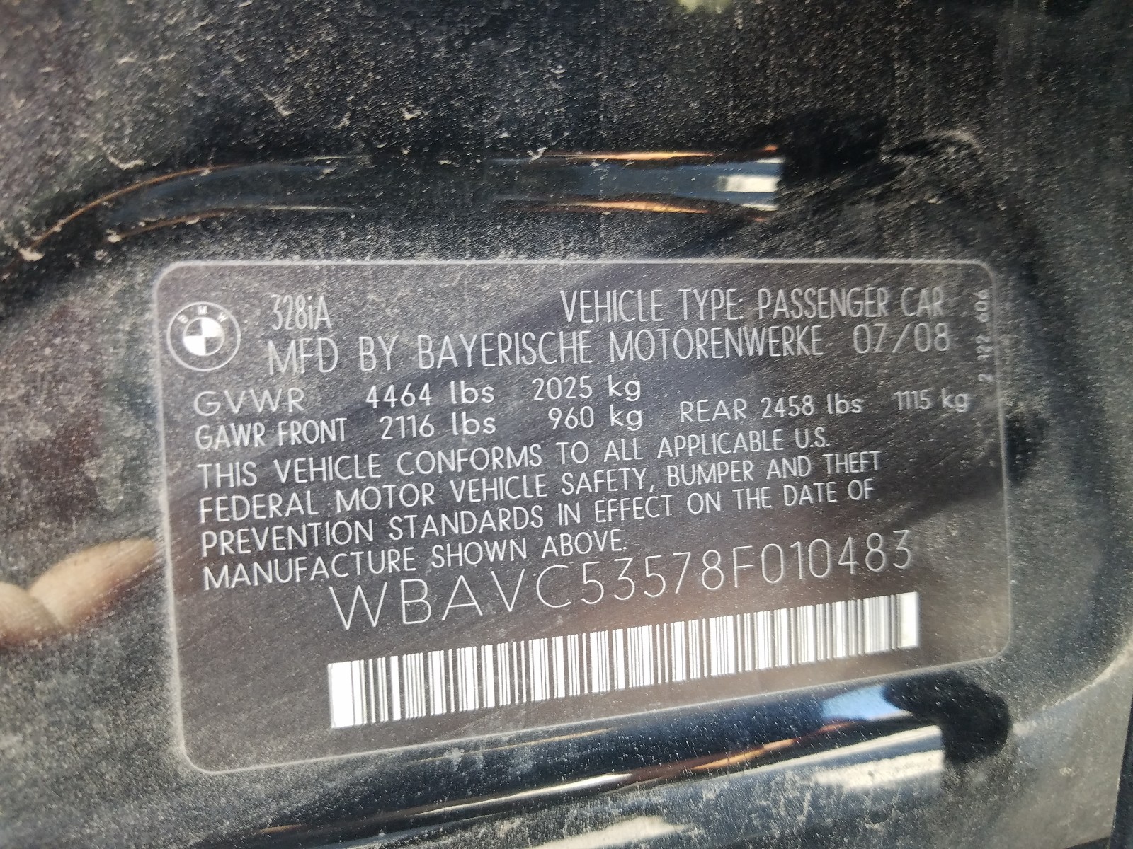 Photo 10 from auction – 2008 BMW 328 I SULE with VIN WBAVC53578F010483