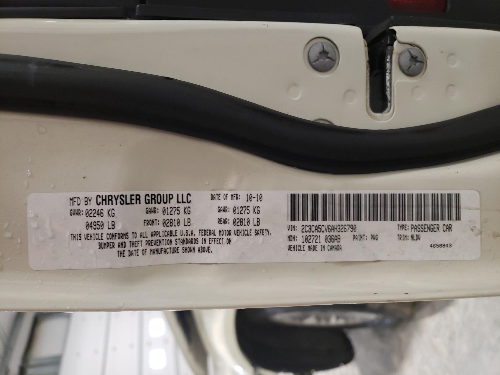 Photo 10 from auction – 2010 CHRYSLER 300 TOURIN with VIN 2C3CA5CV6AH326790