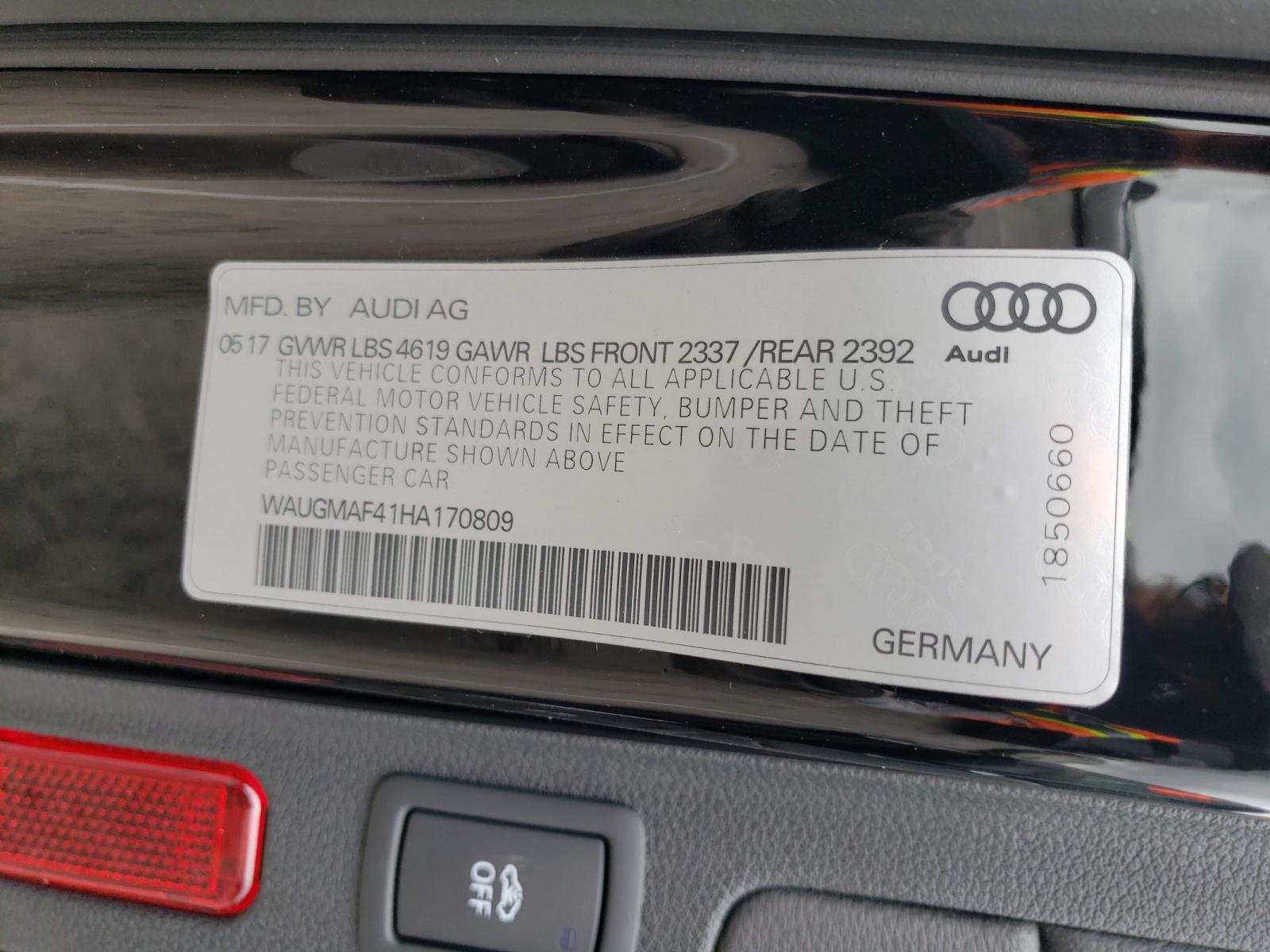 Photo 10 from auction – 2017 AUDI A4 ULTRA P with VIN WAUGMAF41HA170809