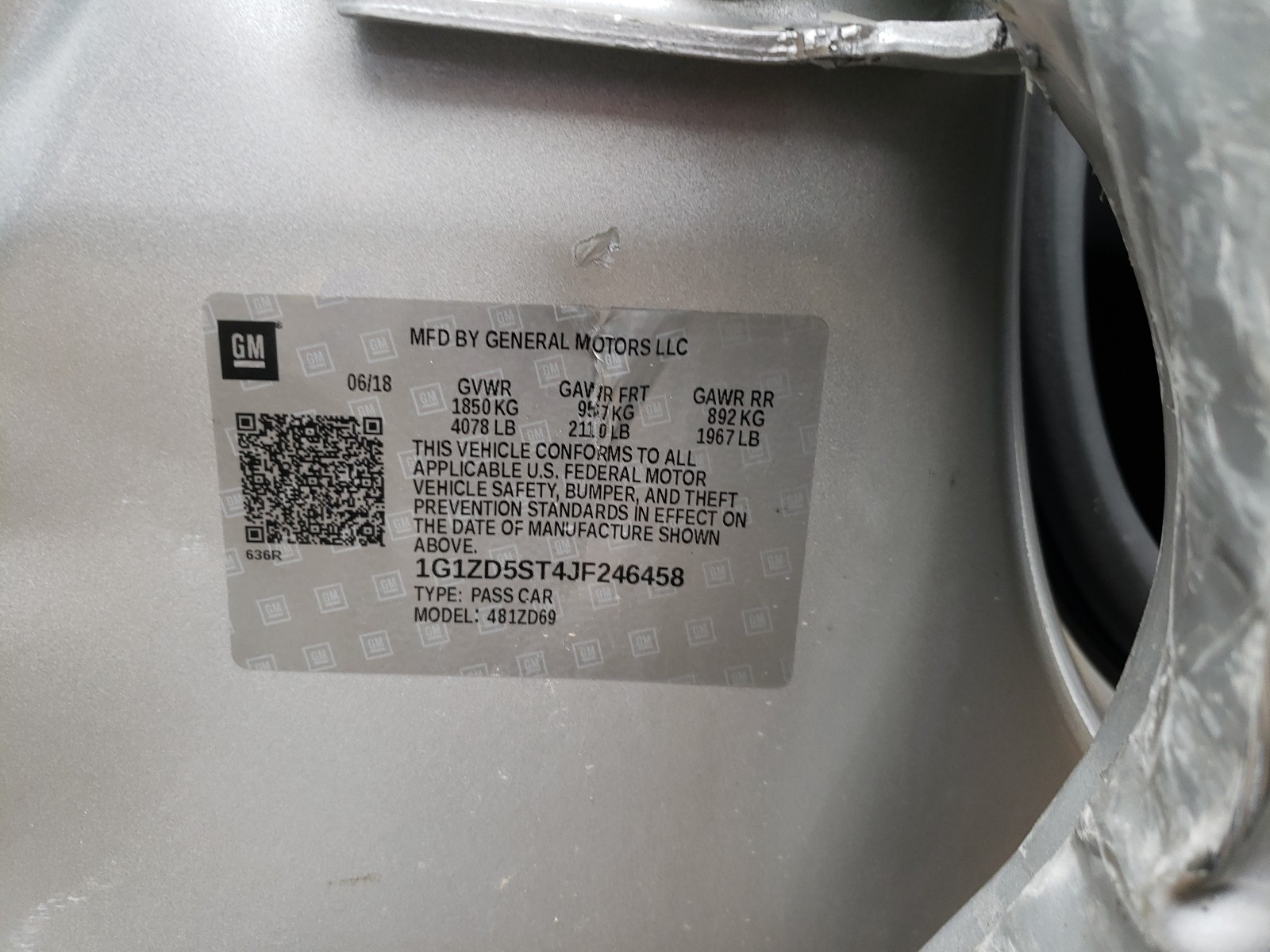 Photo 10 from auction – 2018 CHEVROLET MALIBU with VIN 1G1ZD5ST4JF246458