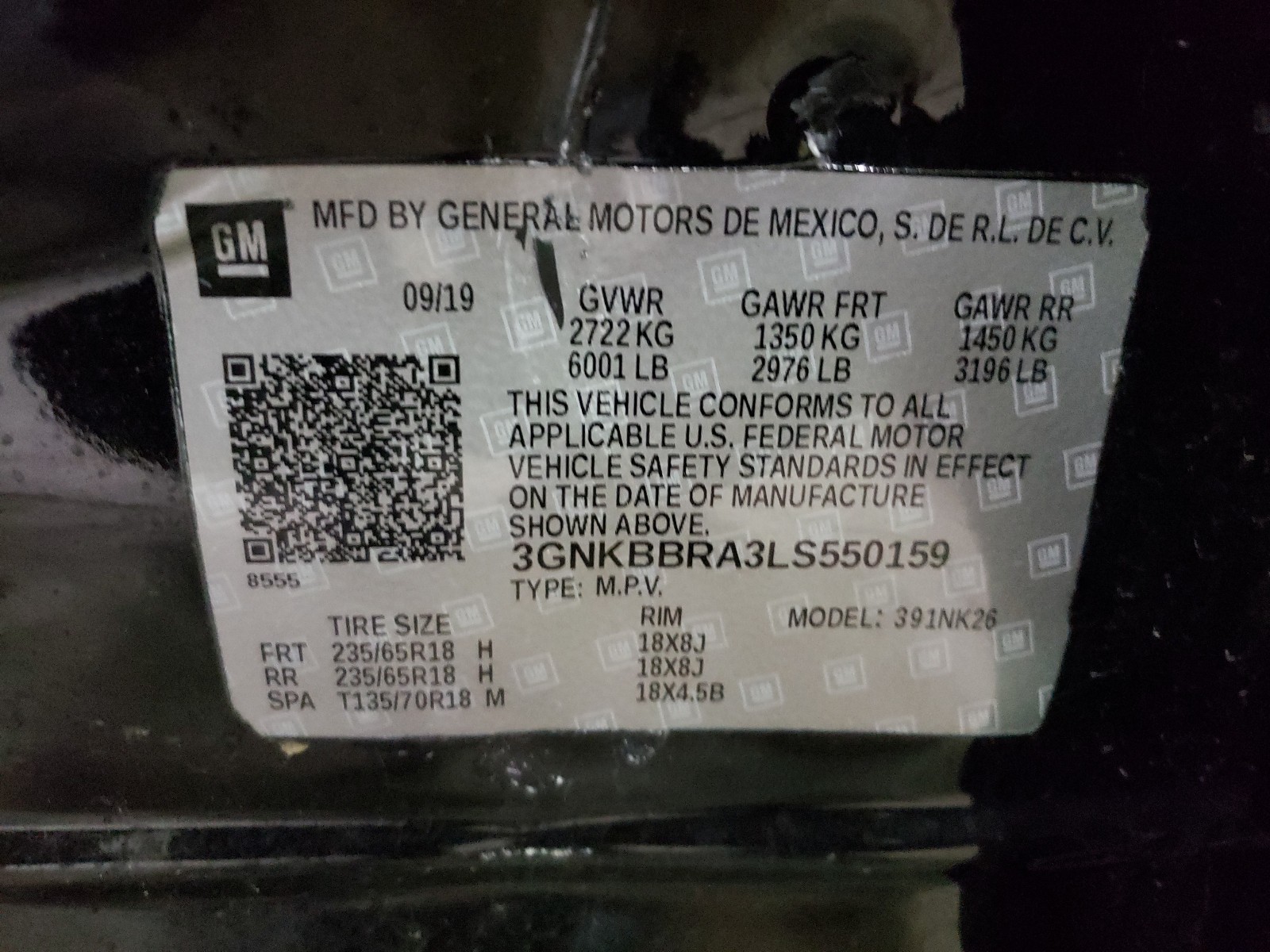 Photo 10 from auction – 2020 CHEVROLET BLAZER 1LT with VIN 3GNKBBRA3LS550159