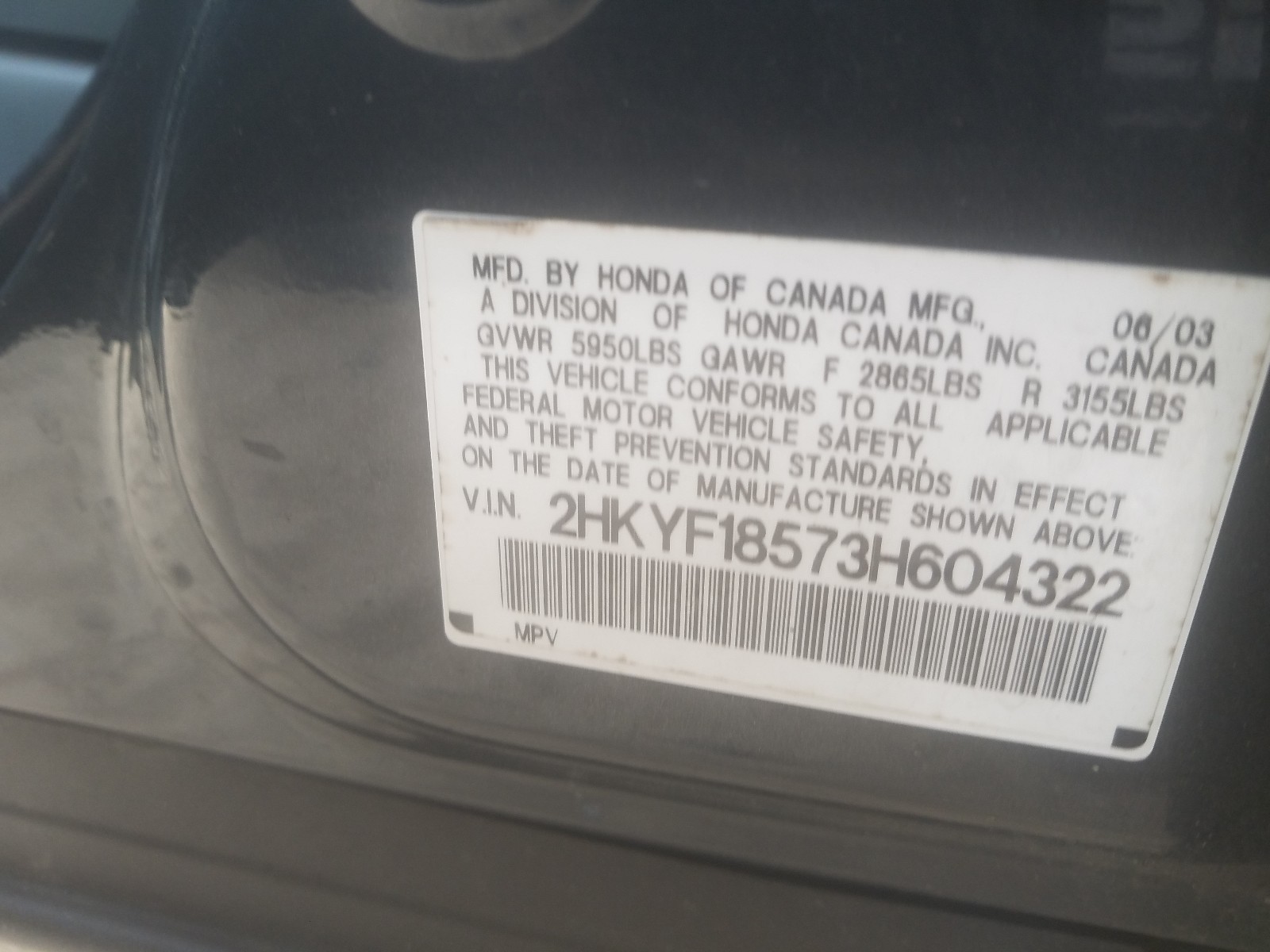 Zdjęcie 10 z aukcji – 2003 HONDA PILOT EXL z VIN 2HKYF18573H604322