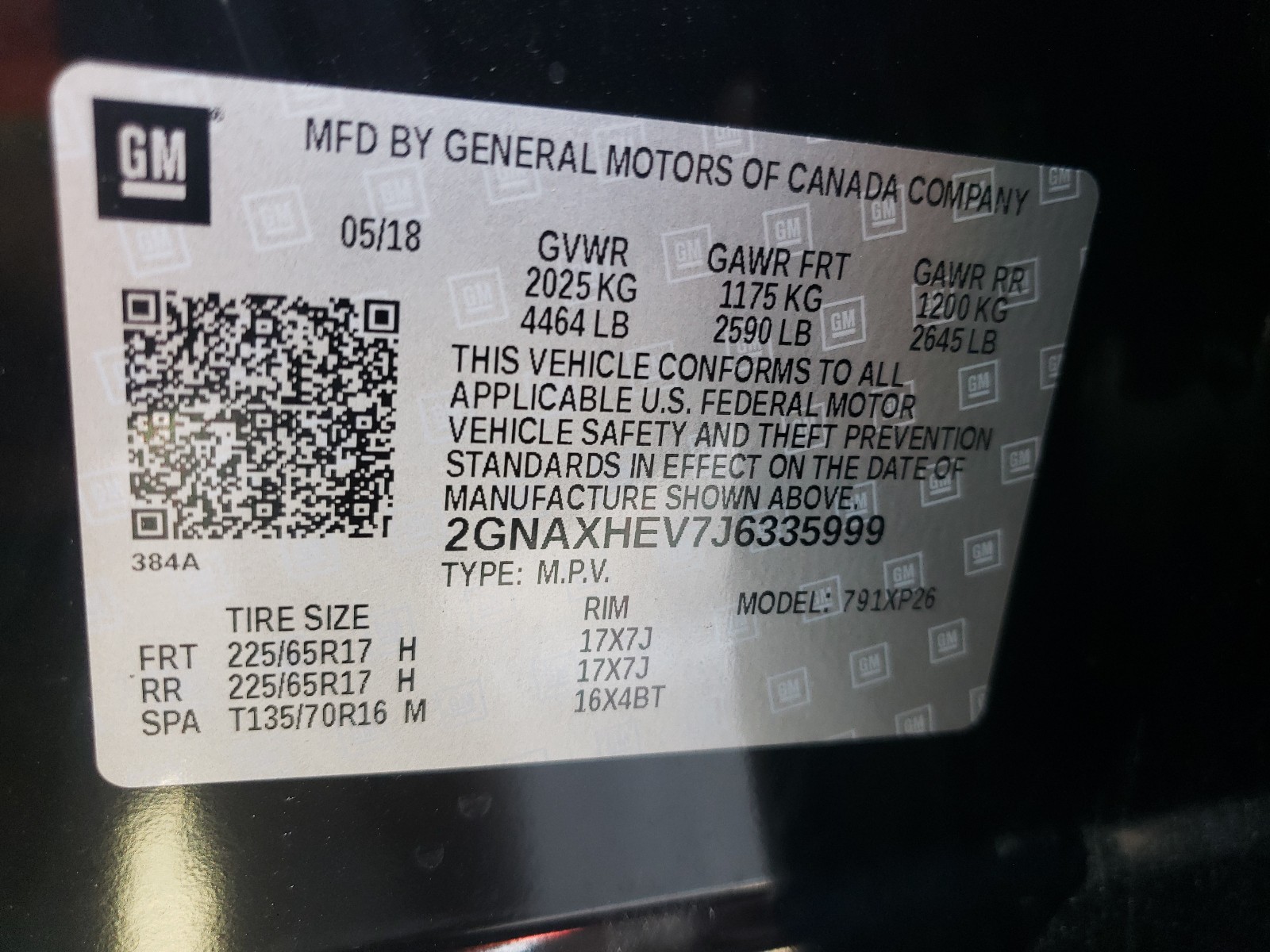 Photo 10 from auction – 2018 CHEVROLET EQUINOX LS with VIN 2GNAXHEV7J6335999