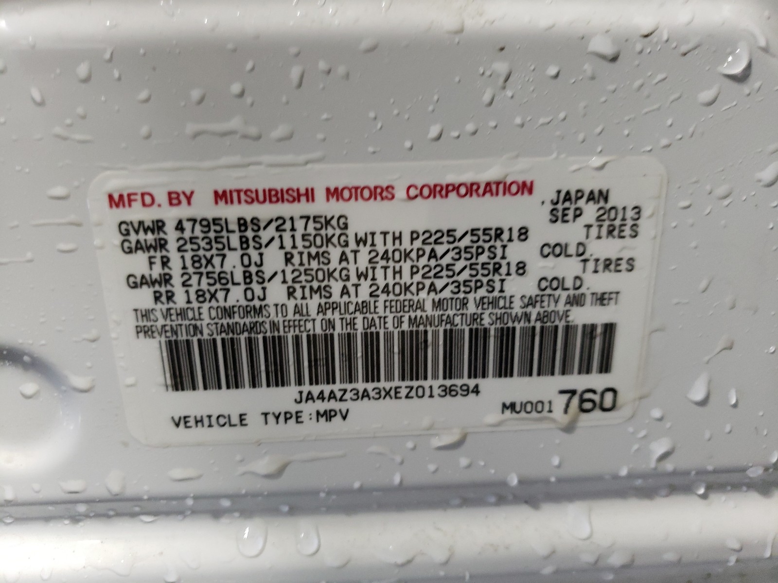 Photo 10 from auction – 2014 MITSUBISHI OUTLANDER with VIN JA4AZ3A3XEZ013694