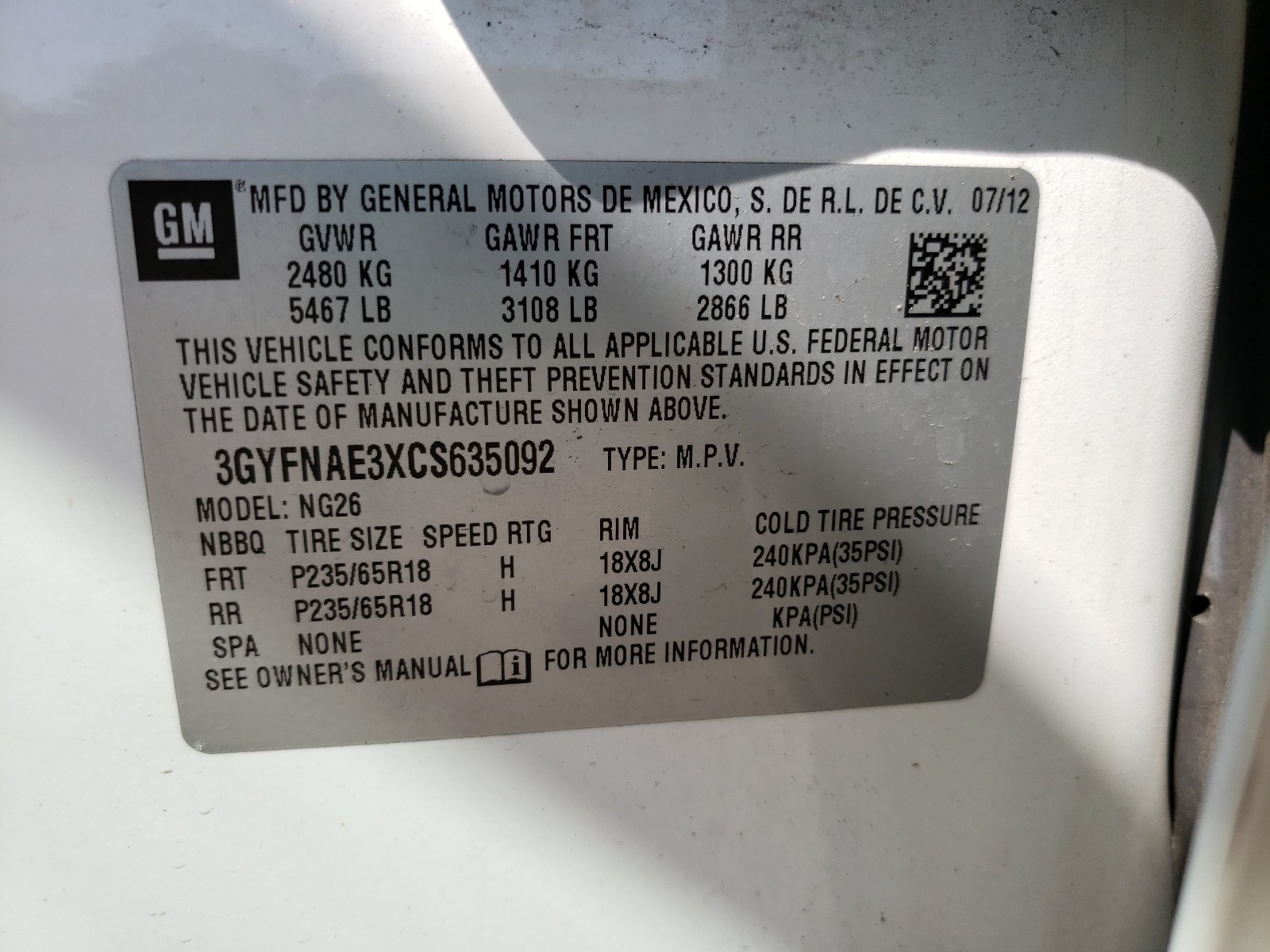 Photo 10 from auction – 2012 CADILLAC SRX LUXURY with VIN 3GYFNAE3XCS635092