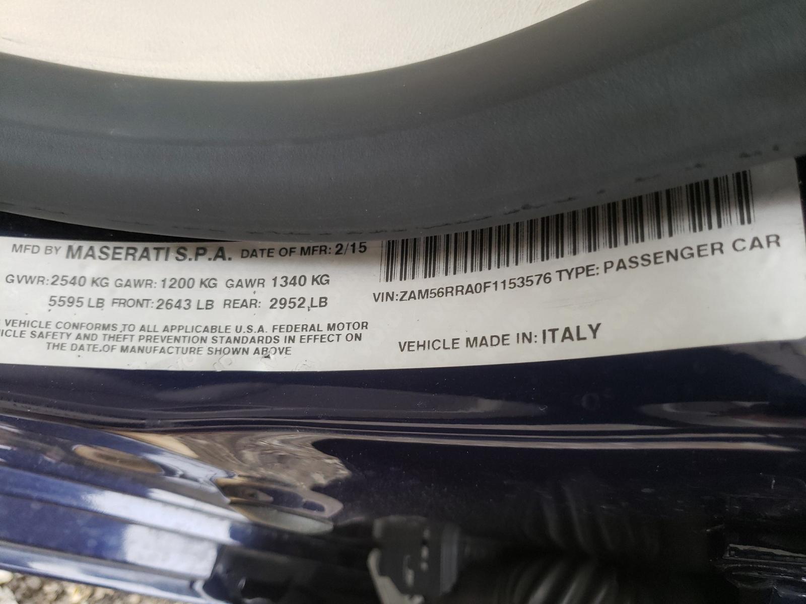 Photo 10 from auction – 2015 MASERATI QUATTROPOR with VIN ZAM56RRA0F1153576