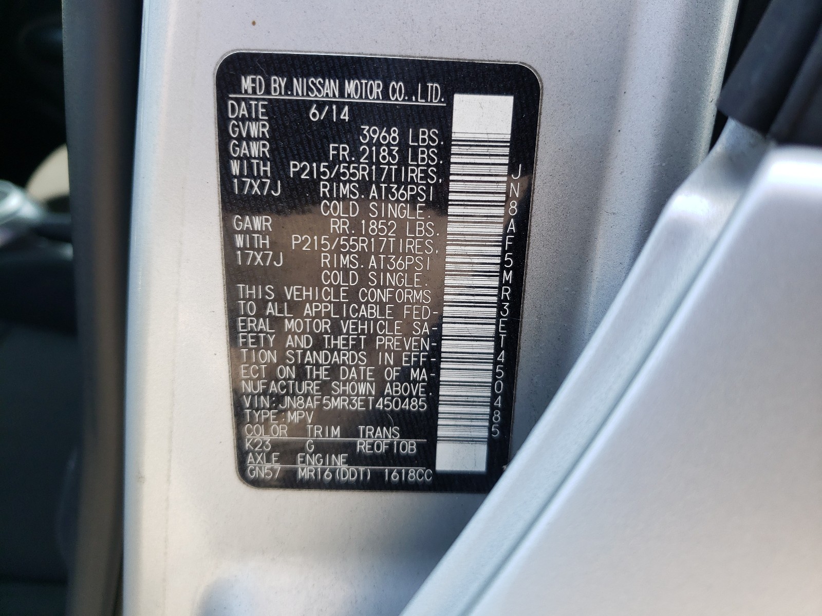 Photo 10 from auction – 2014 NISSAN JUKE S with VIN JN8AF5MR3ET450485