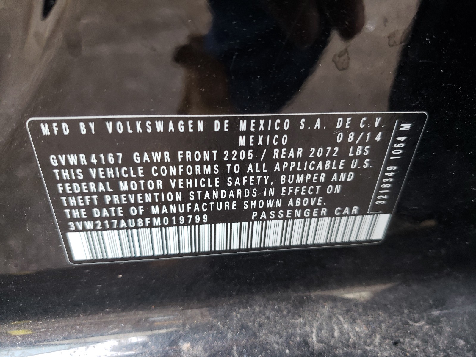 Photo 10 from auction – 2015 VOLKSWAGEN GOLF with VIN 3VW217AU8FM019799