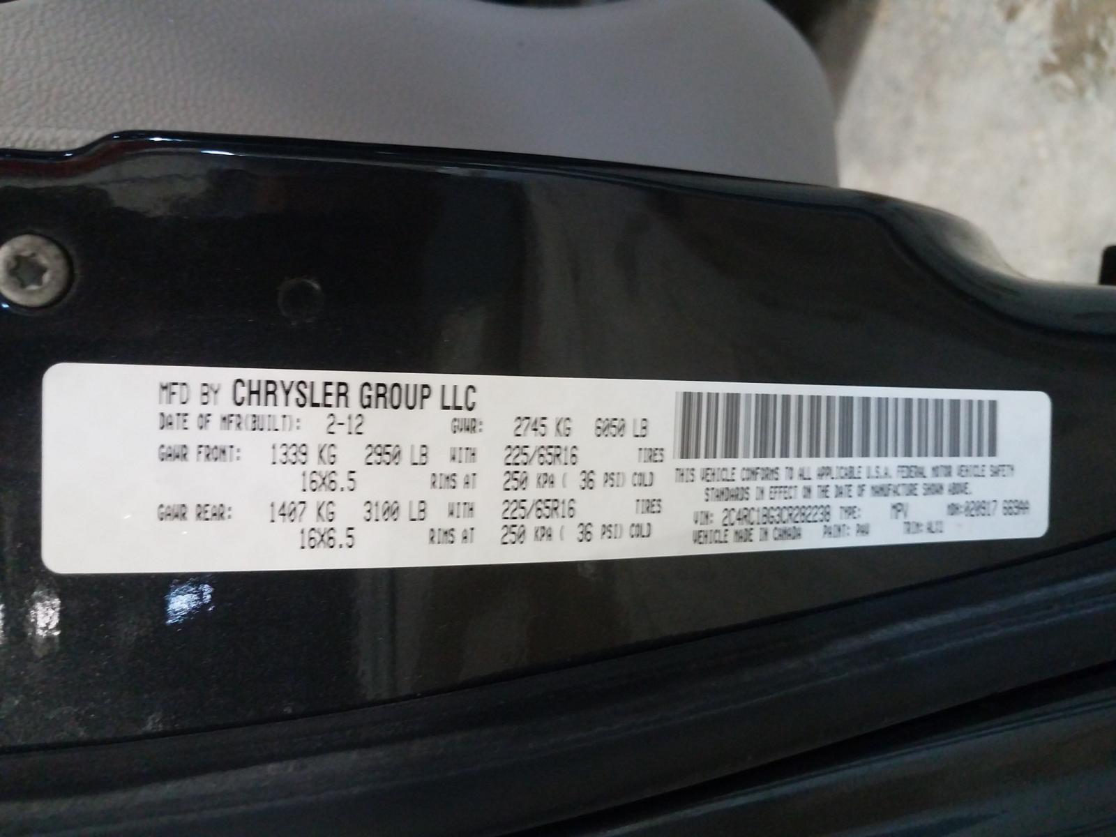 Photo 10 from auction – 2012 CHRYSLER TOWN & COU with VIN 2C4RC1BG3CR282238