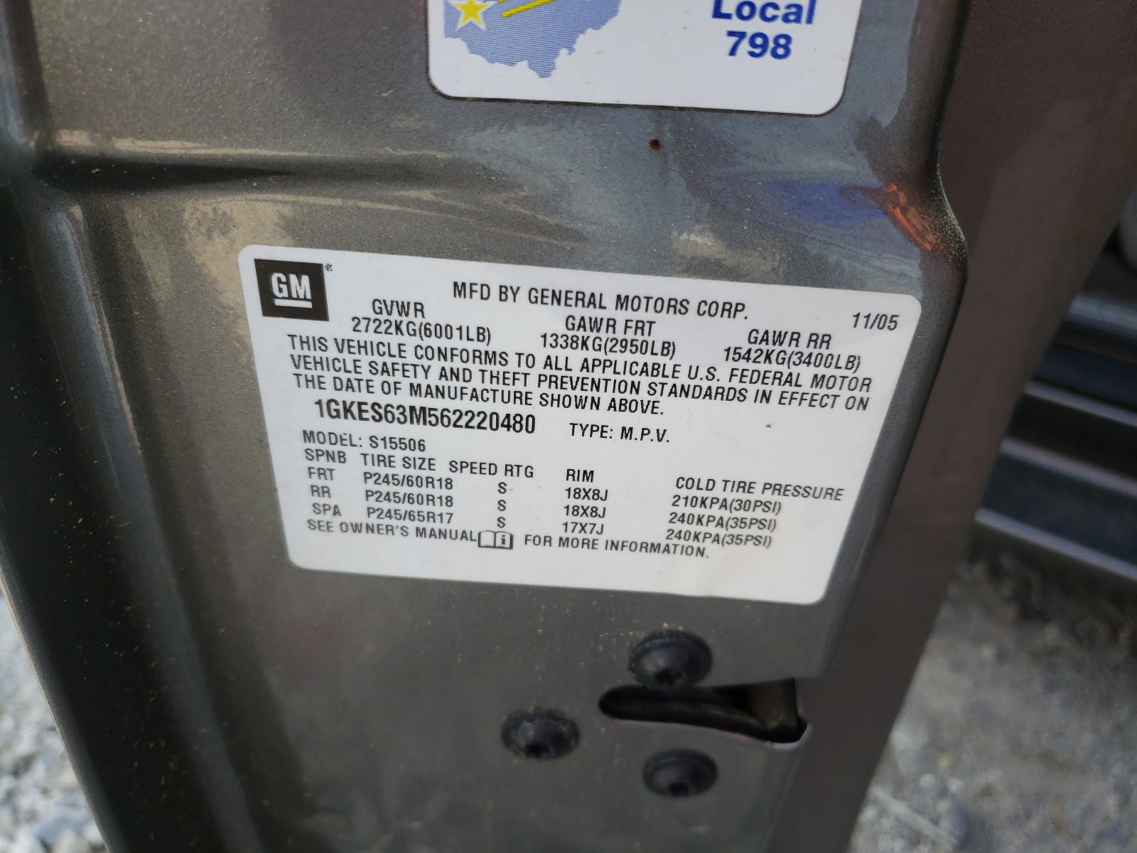 Photo 10 from auction – 2006 GMC ENVOY with VIN 1GKES63M562220480