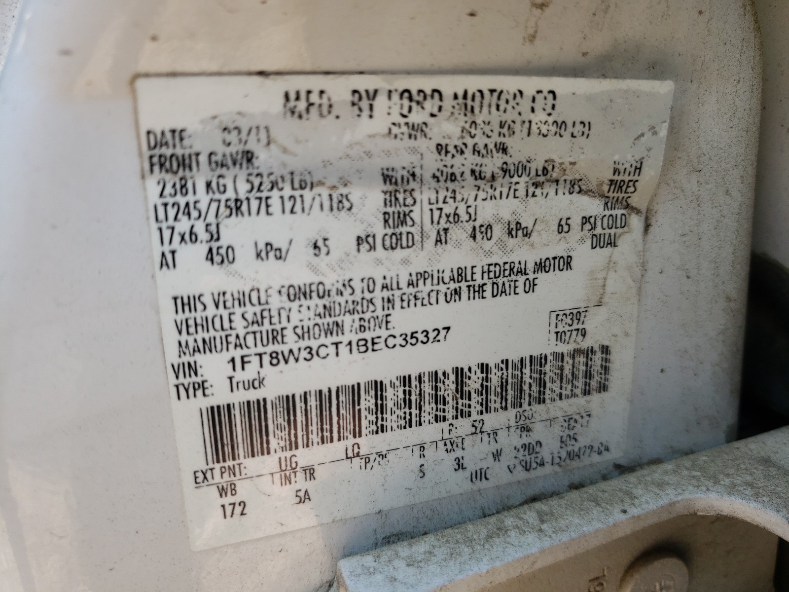 Photo 10 from auction – 2011 FORD F350 SUPER with VIN 1FT8W3CT1BEC35327