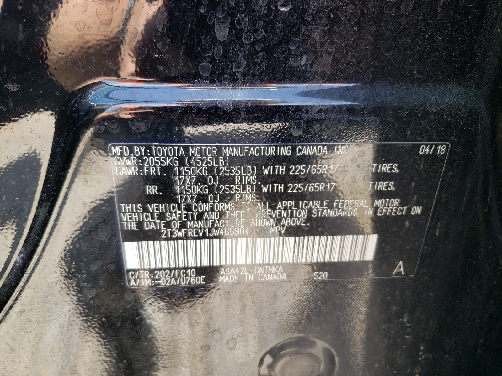 Photo 10 from auction – 2018 TOYOTA RAV4 ADVEN with VIN 2T3WFREV1JW465904