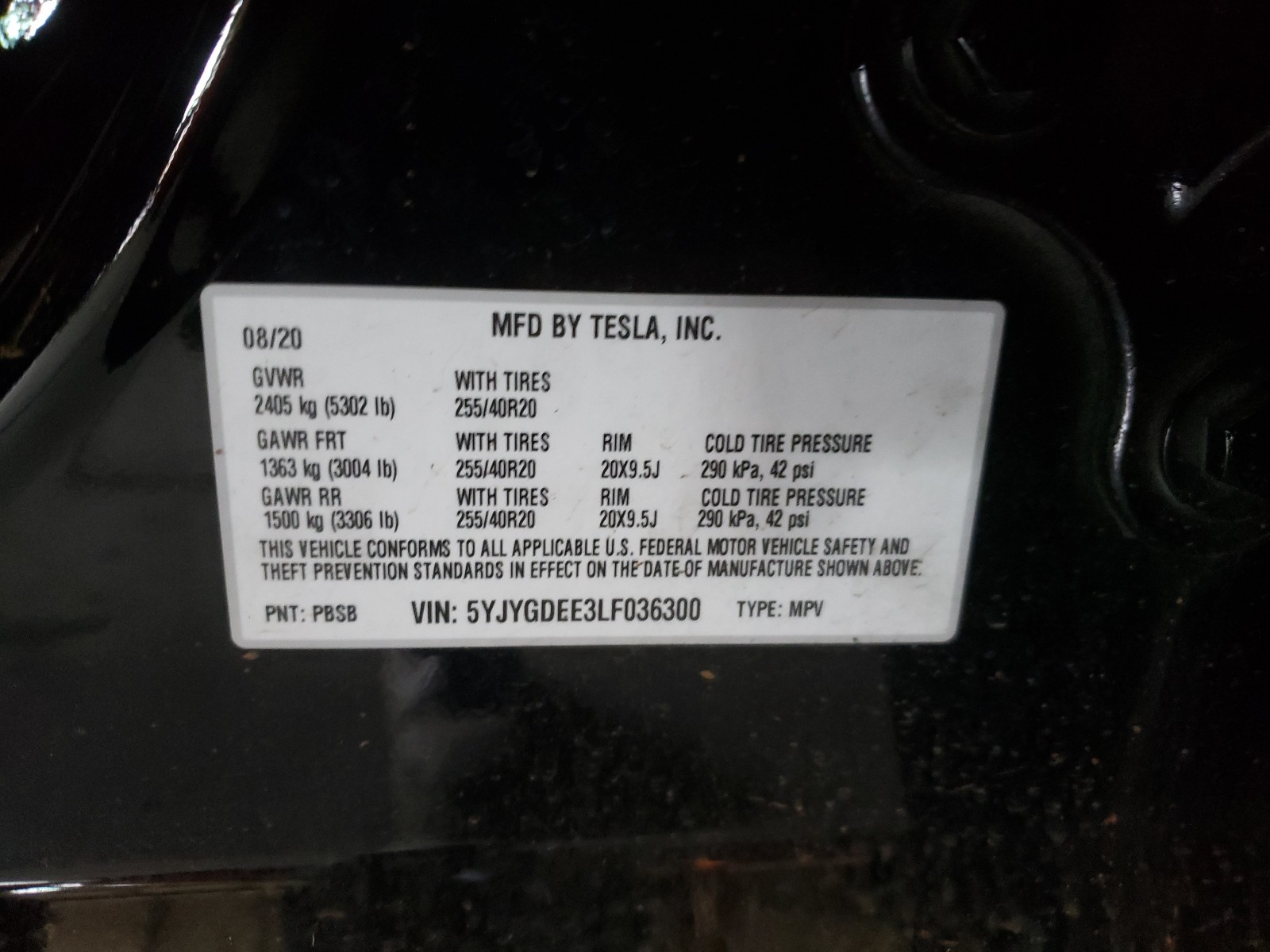 Zdjęcie 10 z aukcji – 2020 TESLA MODEL Y z VIN 5YJYGDEE3LF036300