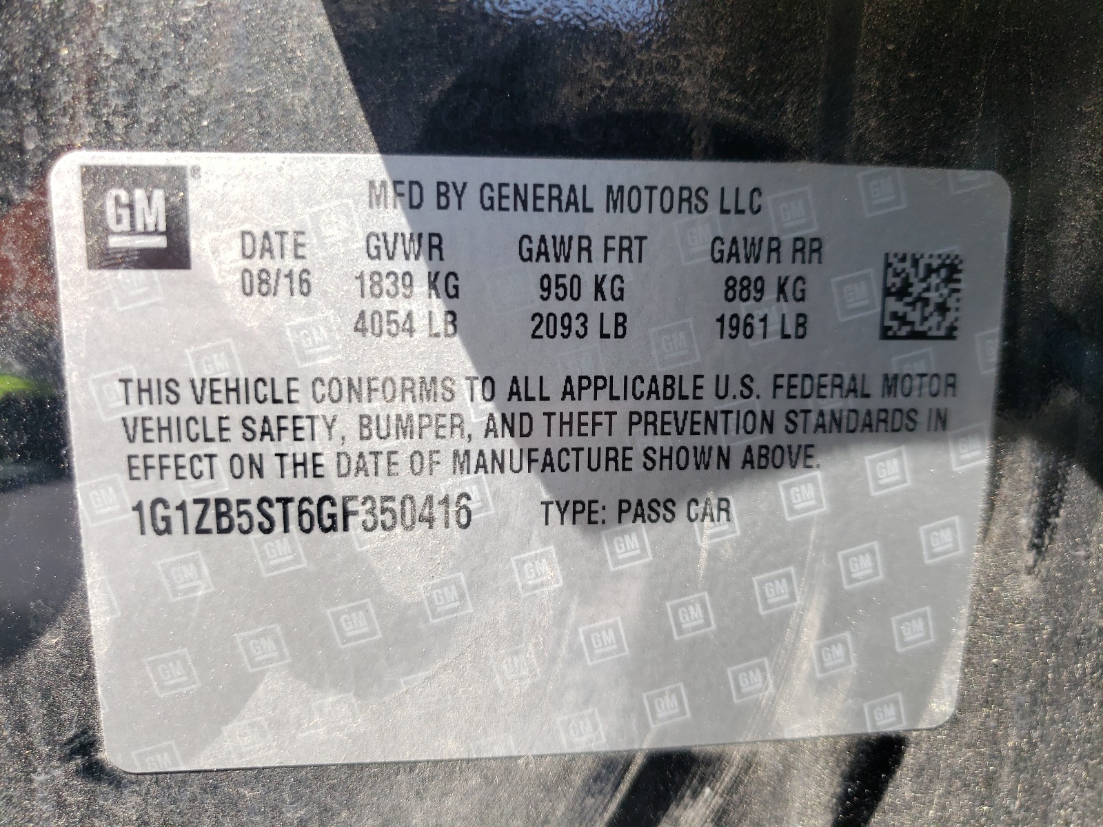 Photo 10 from auction – 2016 CHEVROLET MALIBU LS with VIN 1G1ZB5ST6GF350416