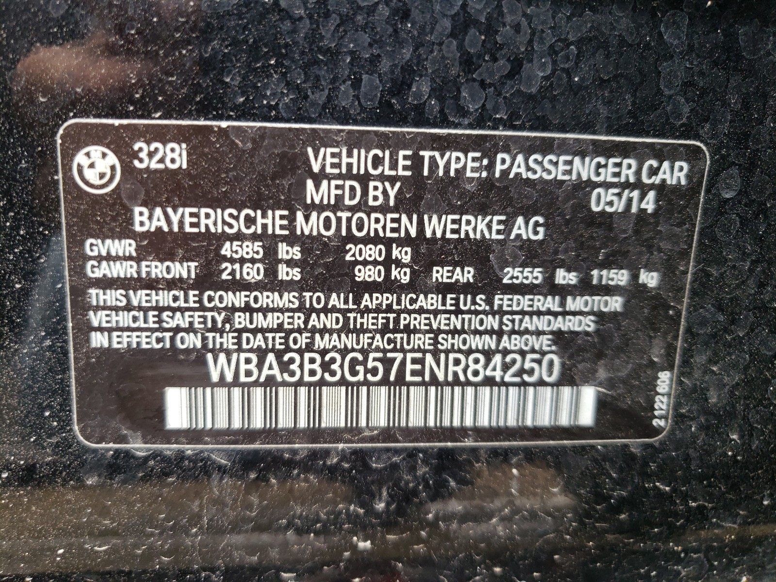 Photo 10 from auction – 2014 BMW 328 XI with VIN WBA3B3G57ENR84250