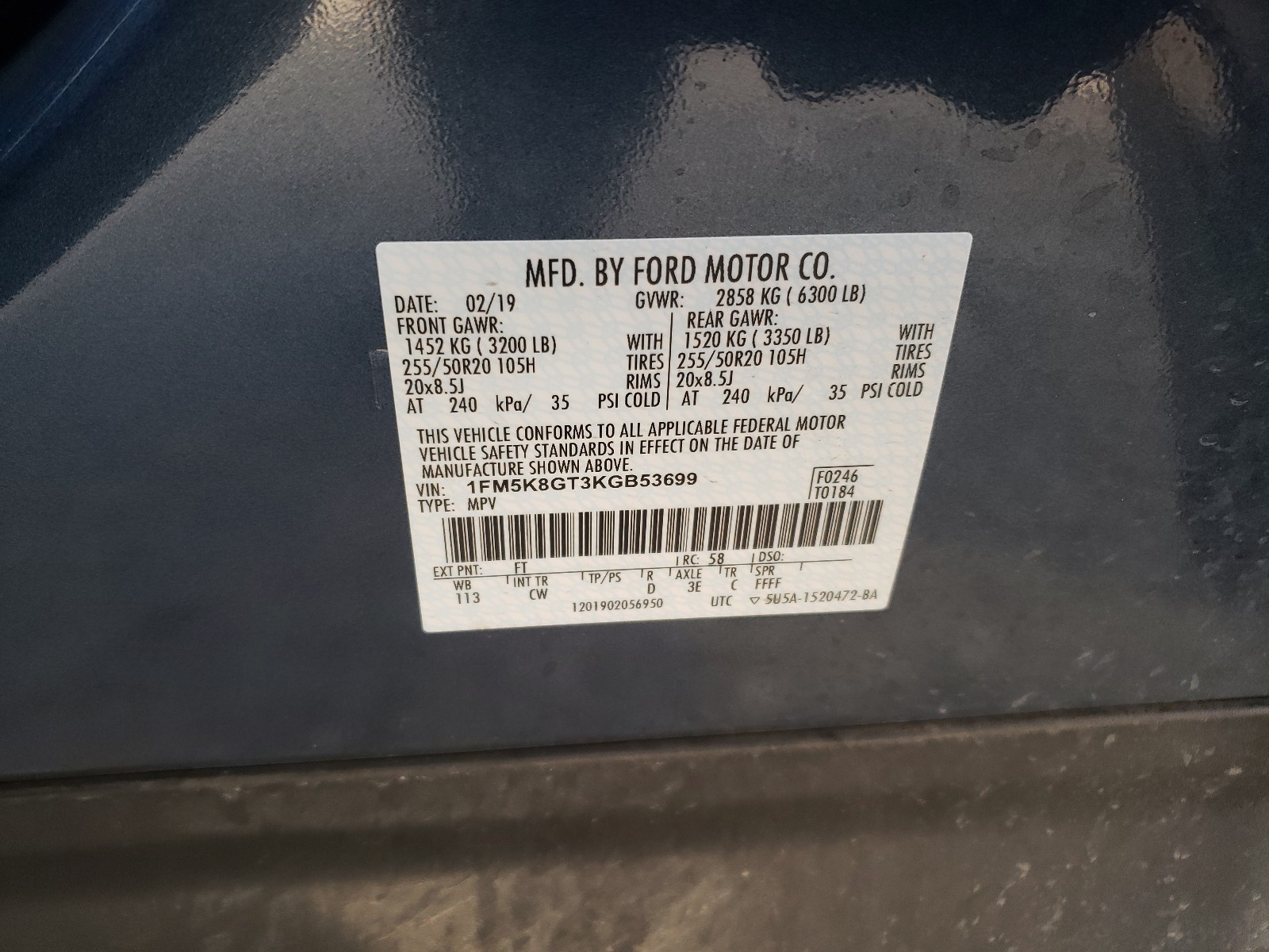 Photo 10 from auction – 2019 FORD EXPLORER S with VIN 1FM5K8GT3KGB53699
