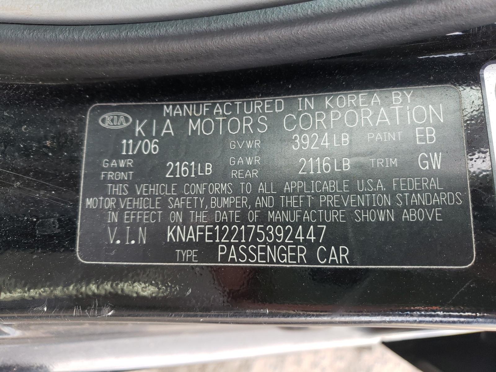 Zdjęcie 10 z aukcji – 2007 KIA SPECTRA EX z VIN KNAFE122175392447