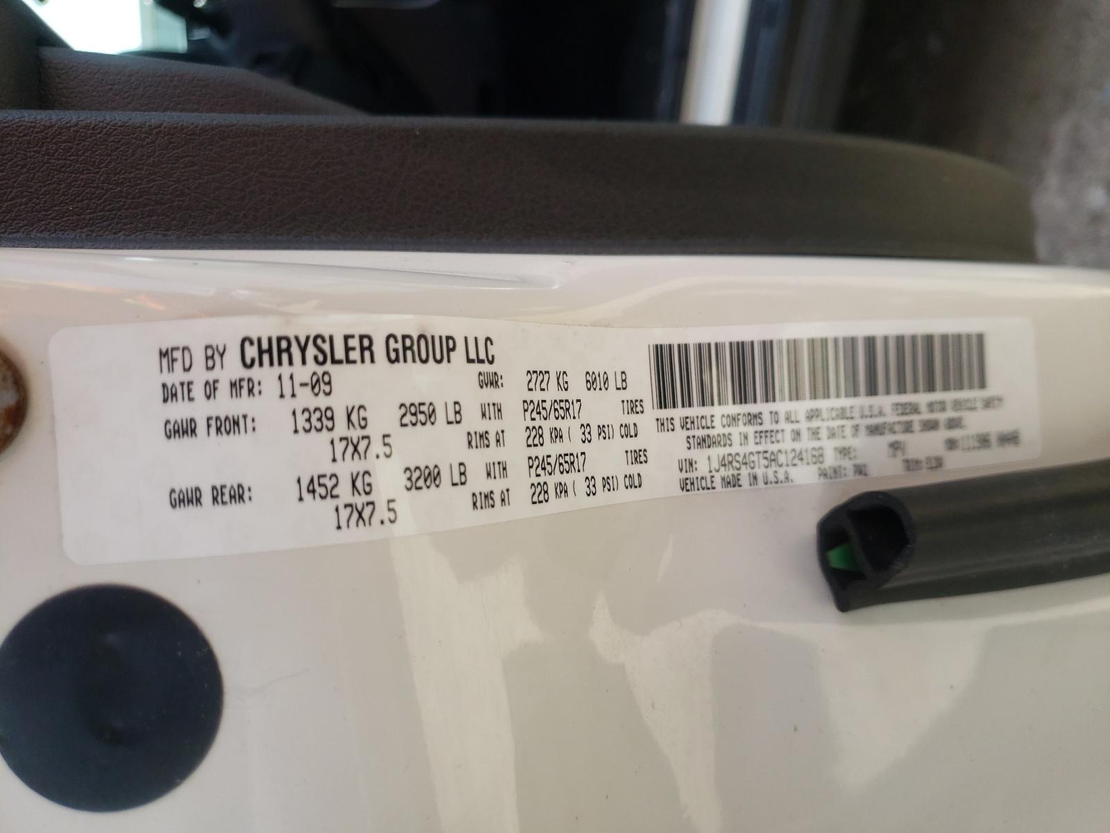 Photo 10 from auction – 2010 JEEP GRAND CHER with VIN 1J4RS4GT5AC124168