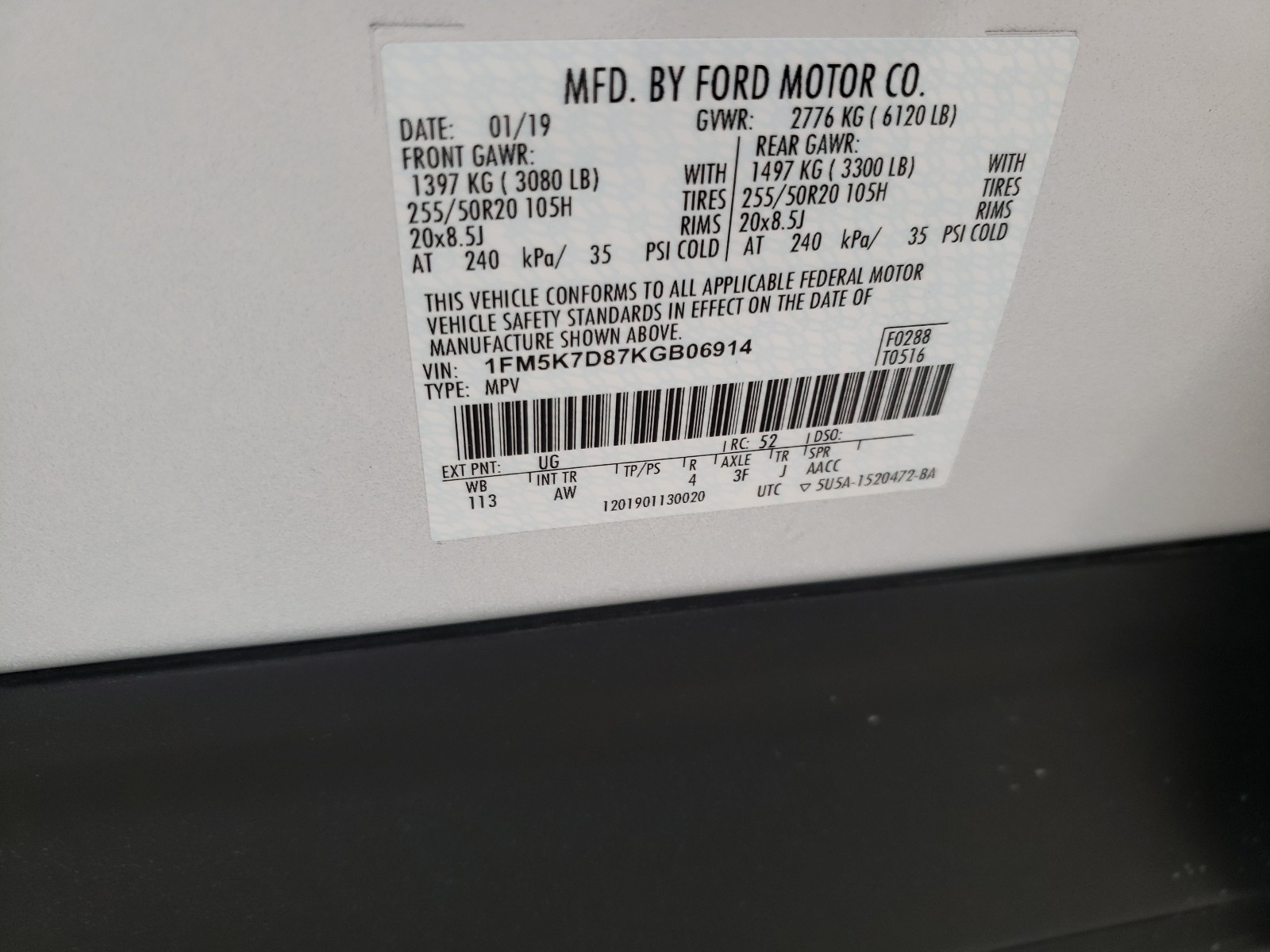 Zdjęcie 10 z aukcji – 2019 FORD EXPLORER X z VIN 1FM5K7D87KGB06914