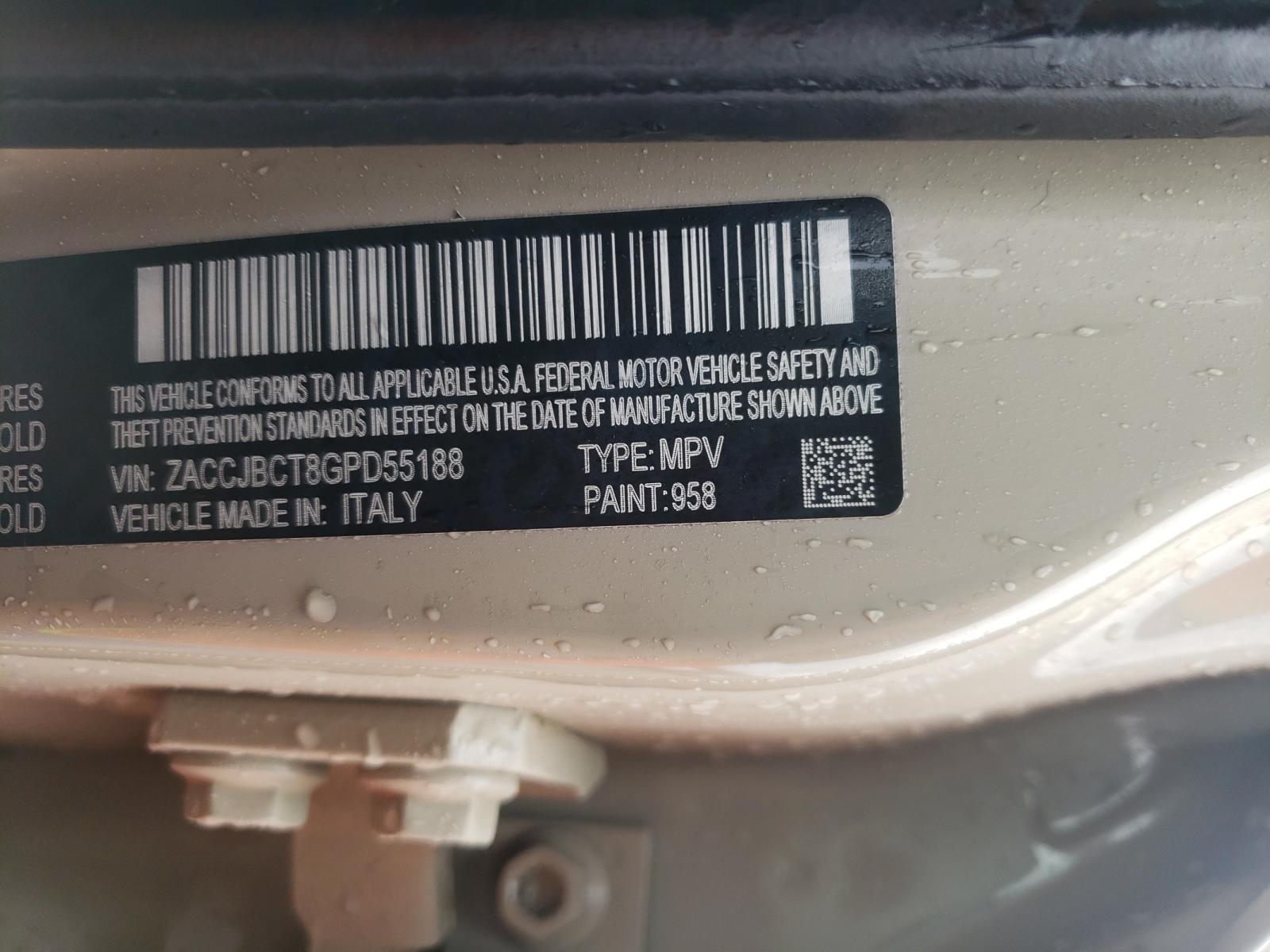 Photo 10 from auction – 2016 JEEP RENEGADE T with VIN ZACCJBCT8GPD55188