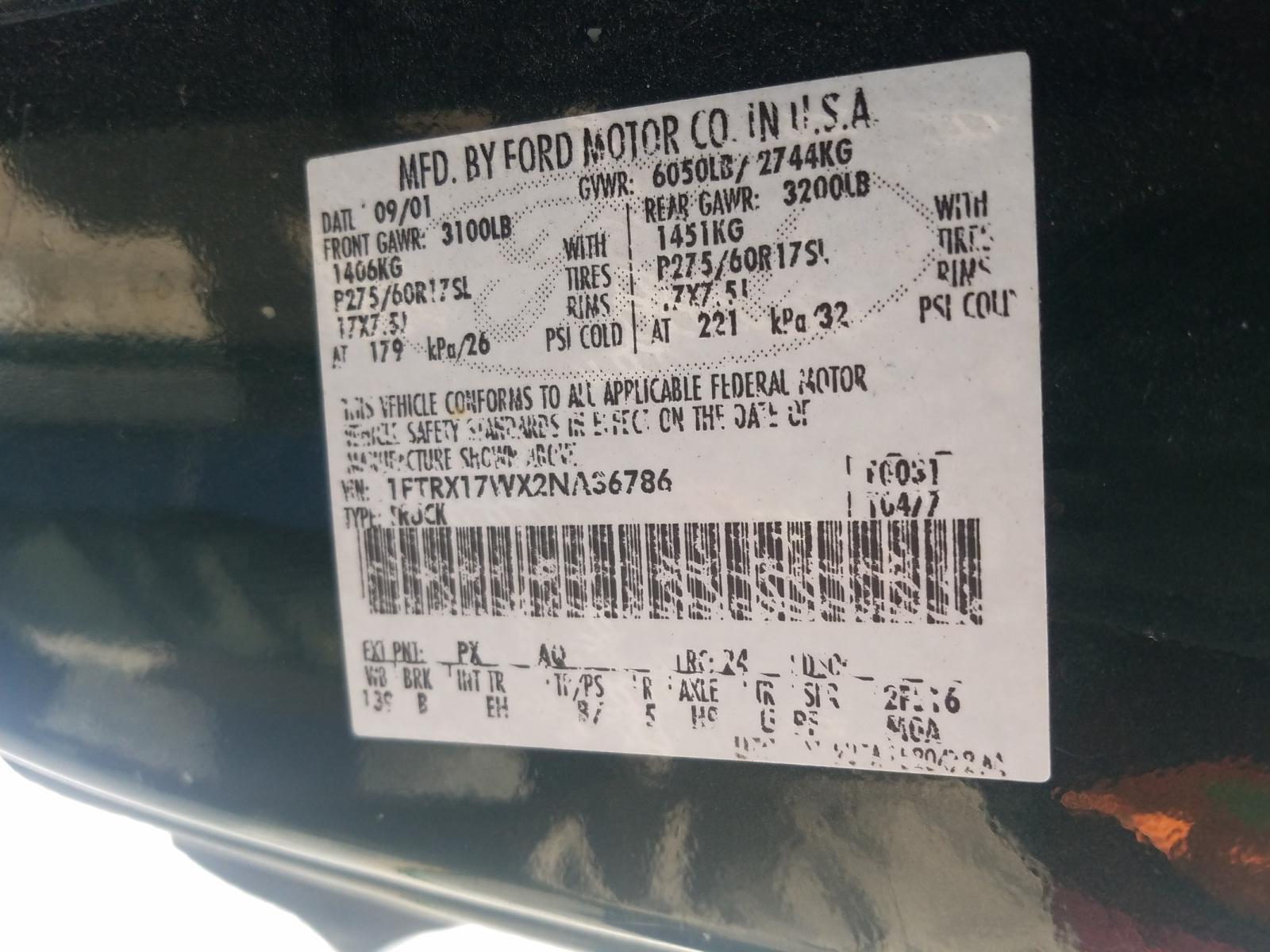 Photo 10 from auction – 2002 FORD F150 with VIN 1FTRX17WX2NA36786