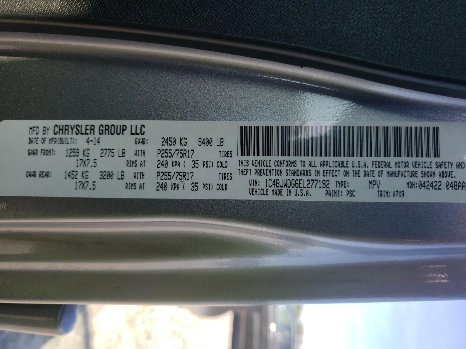 Photo 10 from auction – 2014 JEEP WRANGLER U with VIN 1C4BJWDG6EL277192