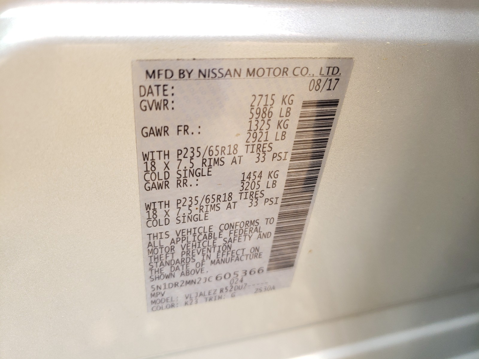 صورة رقم 10 من المزاد - 2018 NISSAN PATHFINDER مع VIN 5N1DR2MN2JC605366