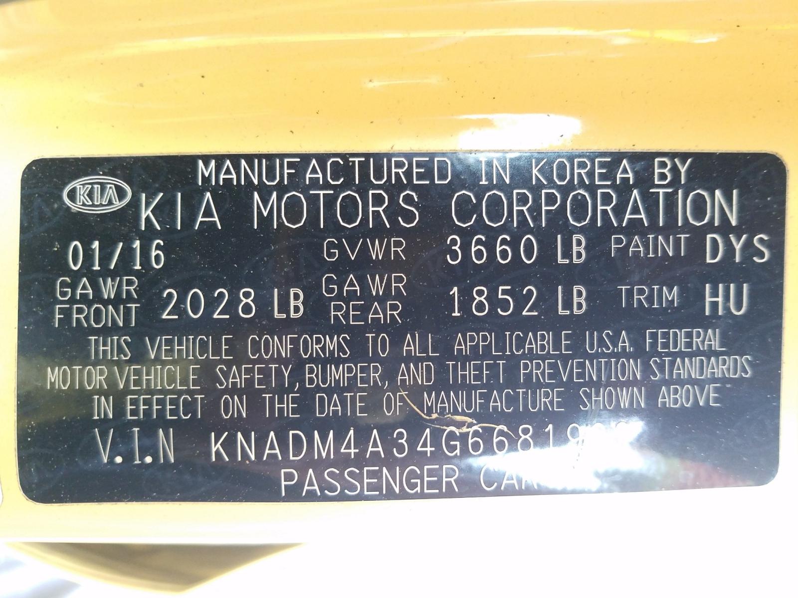 Photo 10 from auction – 2016 KIA RIO LX with VIN KNADM4A34G6681922