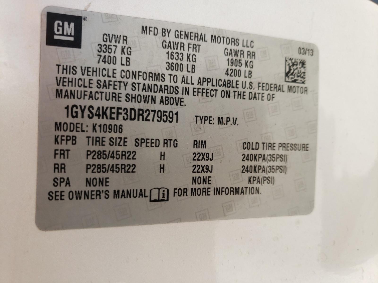 Photo 10 from auction – 2013 CADILLAC ESCALADE E with VIN 1GYS4KEF3DR279591