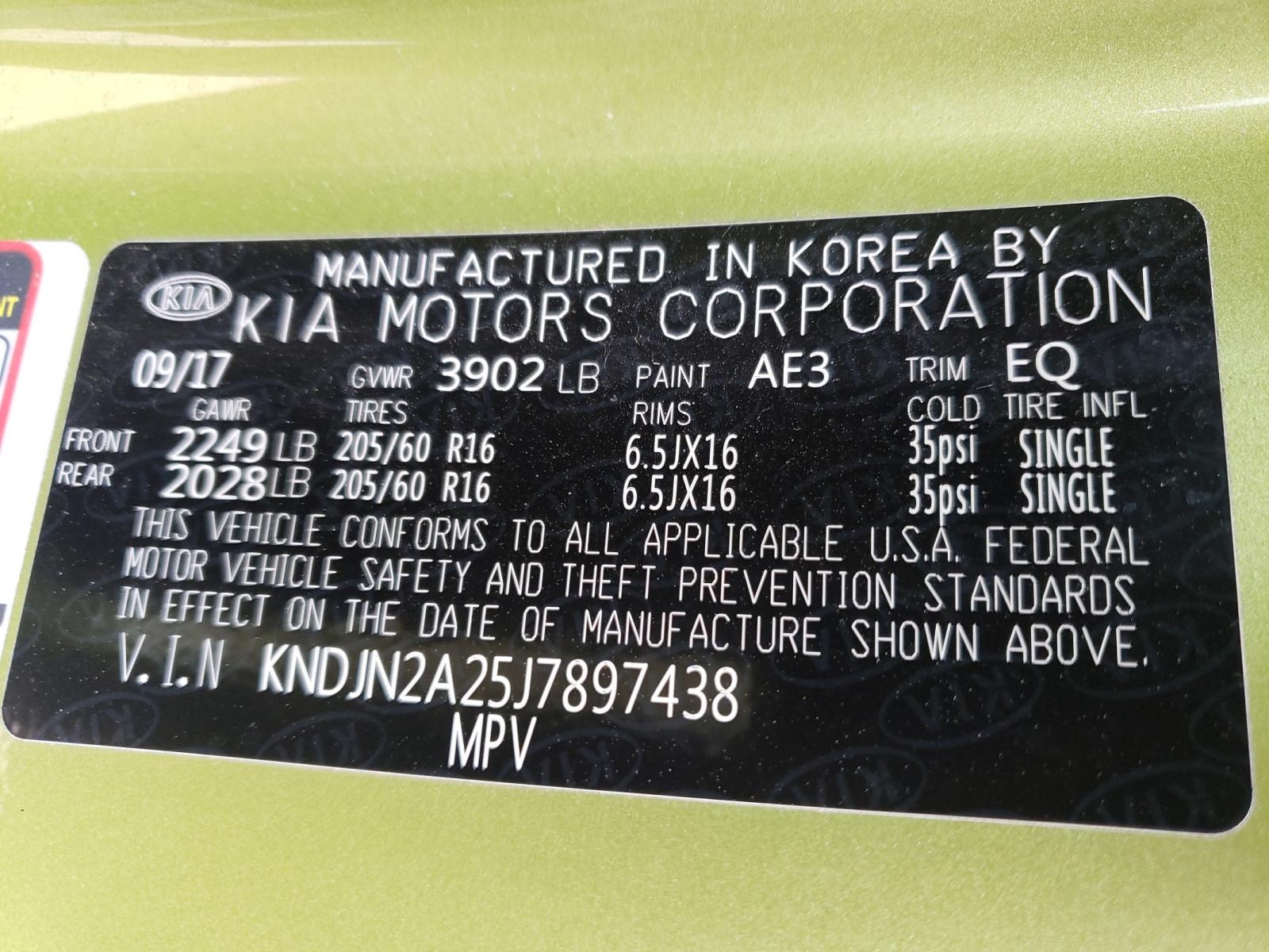 Photo 10 from auction – 2018 KIA SOUL with VIN KNDJN2A25J7897438