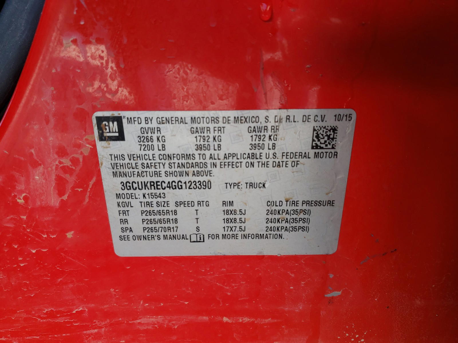 Photo 10 from auction – 2016 CHEVROLET SILVERADO with VIN 3GCUKREC4GG123390