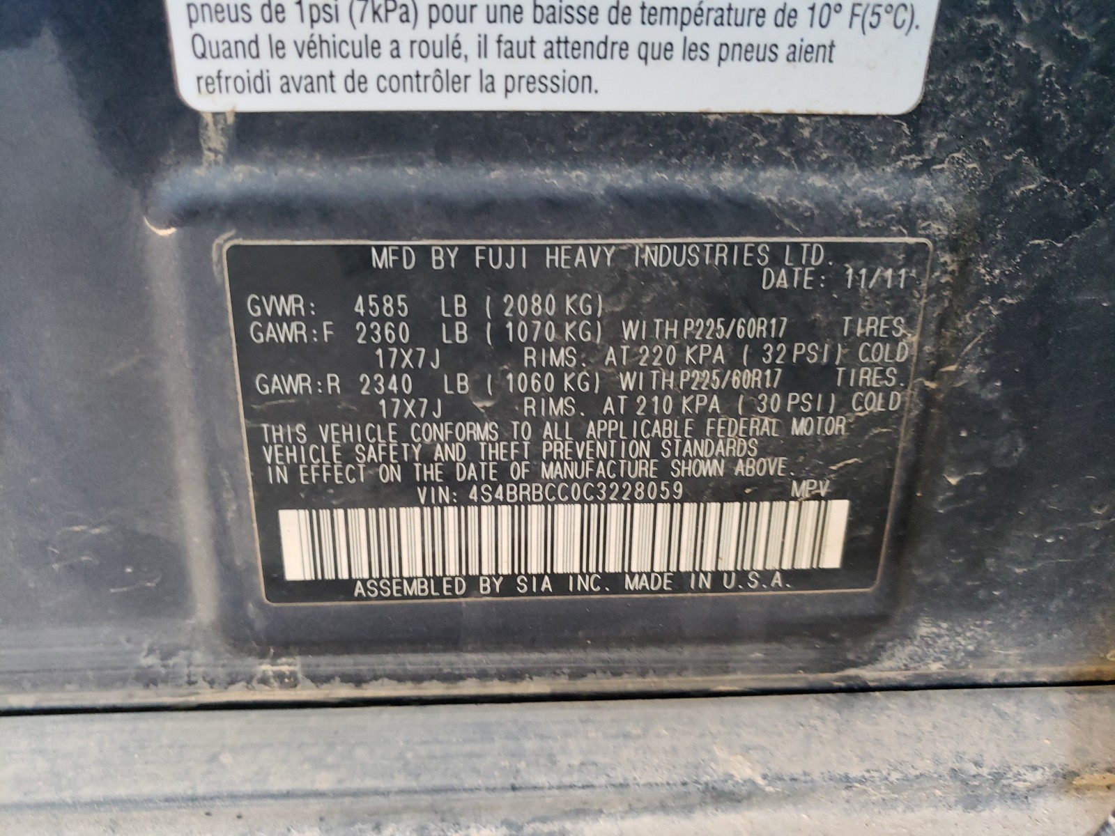 Снимка 10 от търг – 2012 SUBARU OUTBACK 2. с VIN 4S4BRBCC0C3228059
