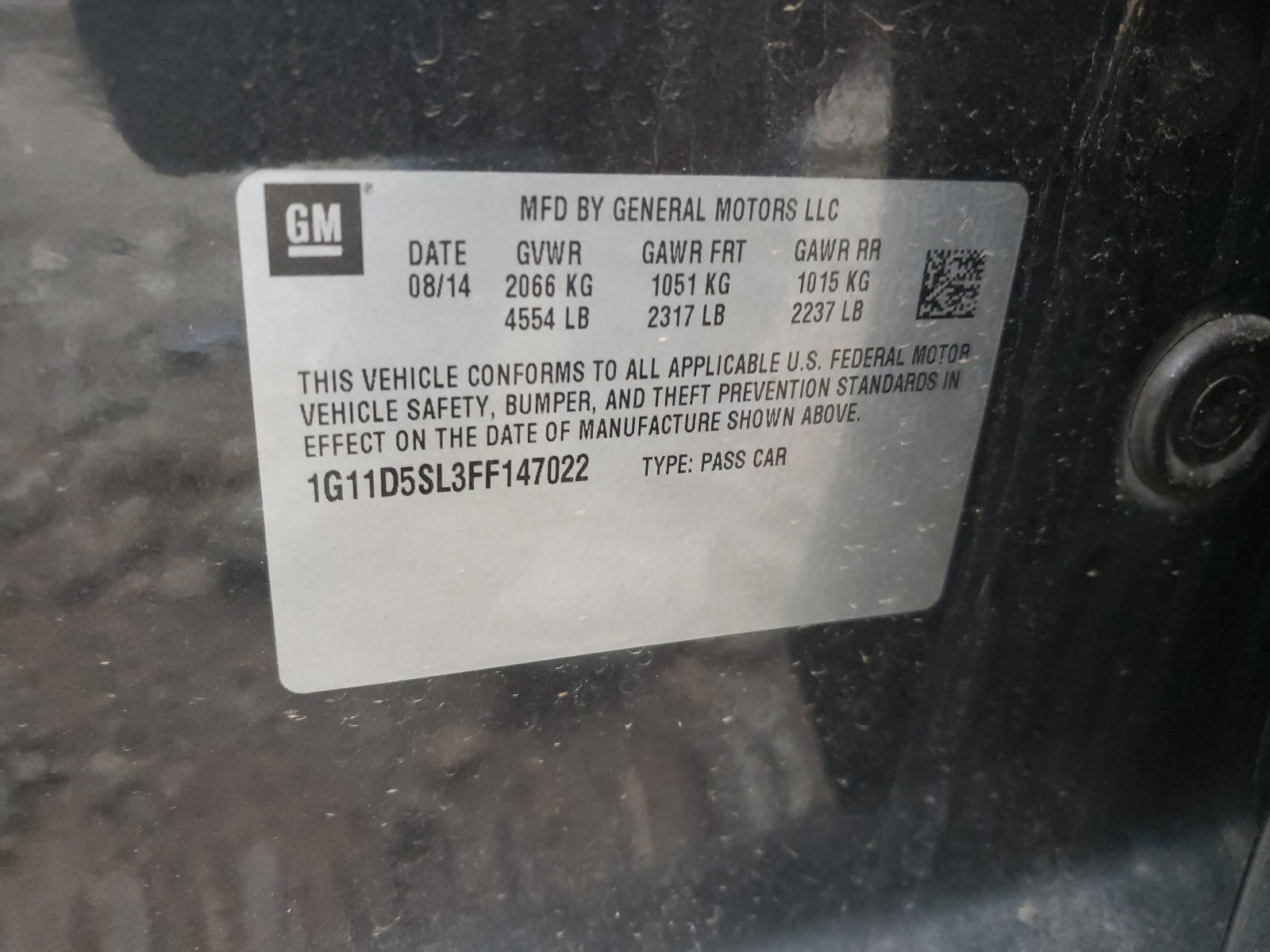 Photo 10 from auction – 2015 CHEVROLET MALIBU 2LT with VIN 1G11D5SL3FF147022