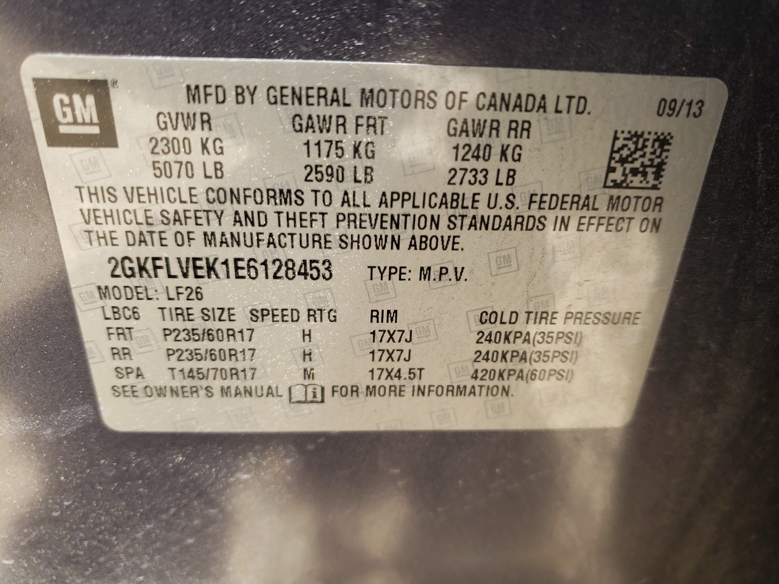 Zdjęcie 20 z aukcji – 2014 GMC TERRAIN SL z VIN 2GKFLVEK1E6128453