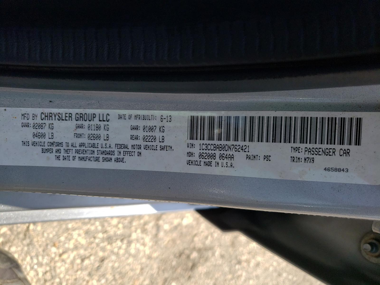 Photo 10 from auction – 2013 CHRYSLER 200 LX with VIN 1C3CCBAB0DN762421