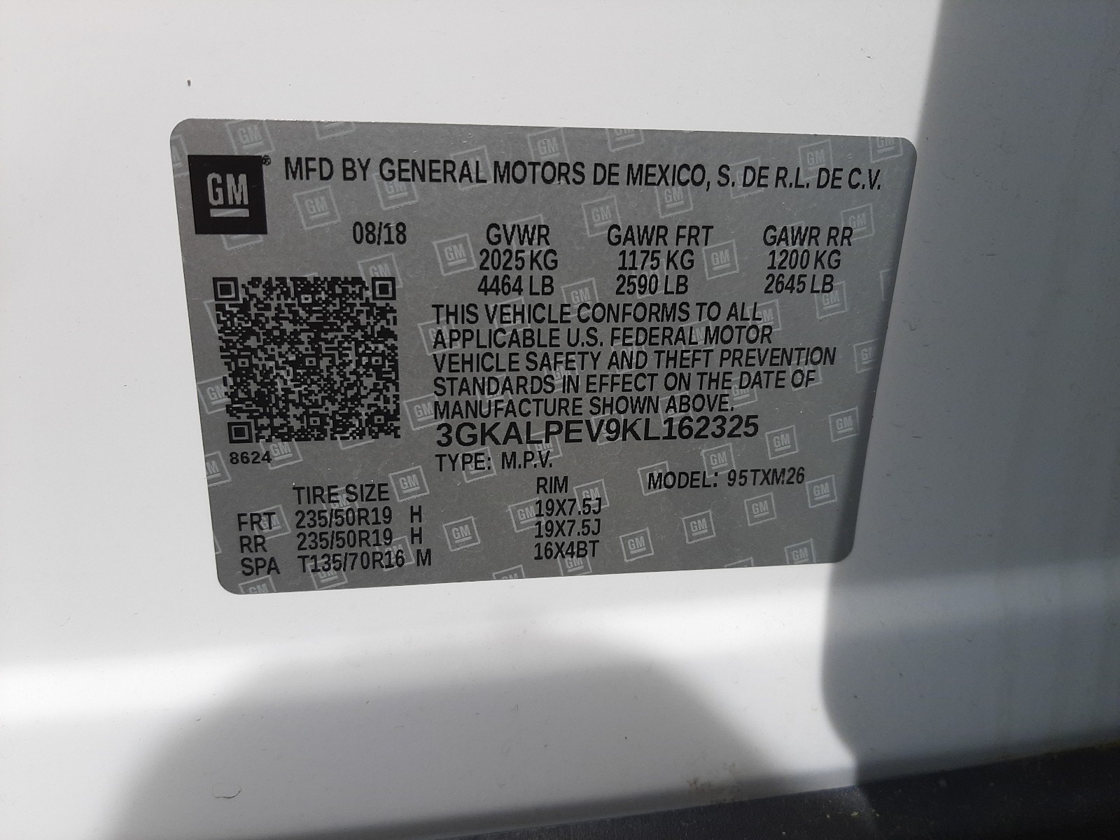 Photo 10 from auction – 2019 GMC TERRAIN SL with VIN 3GKALPEV9KL162325
