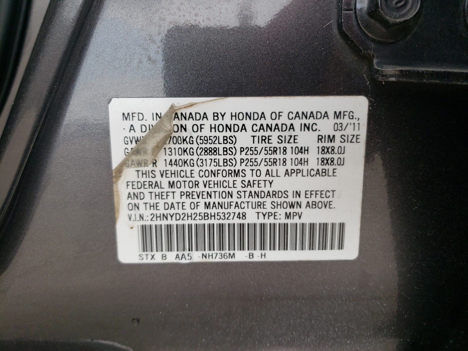 Zdjęcie 10 z aukcji – 2011 ACURA MDX z VIN 2HNYD2H25BH532748
