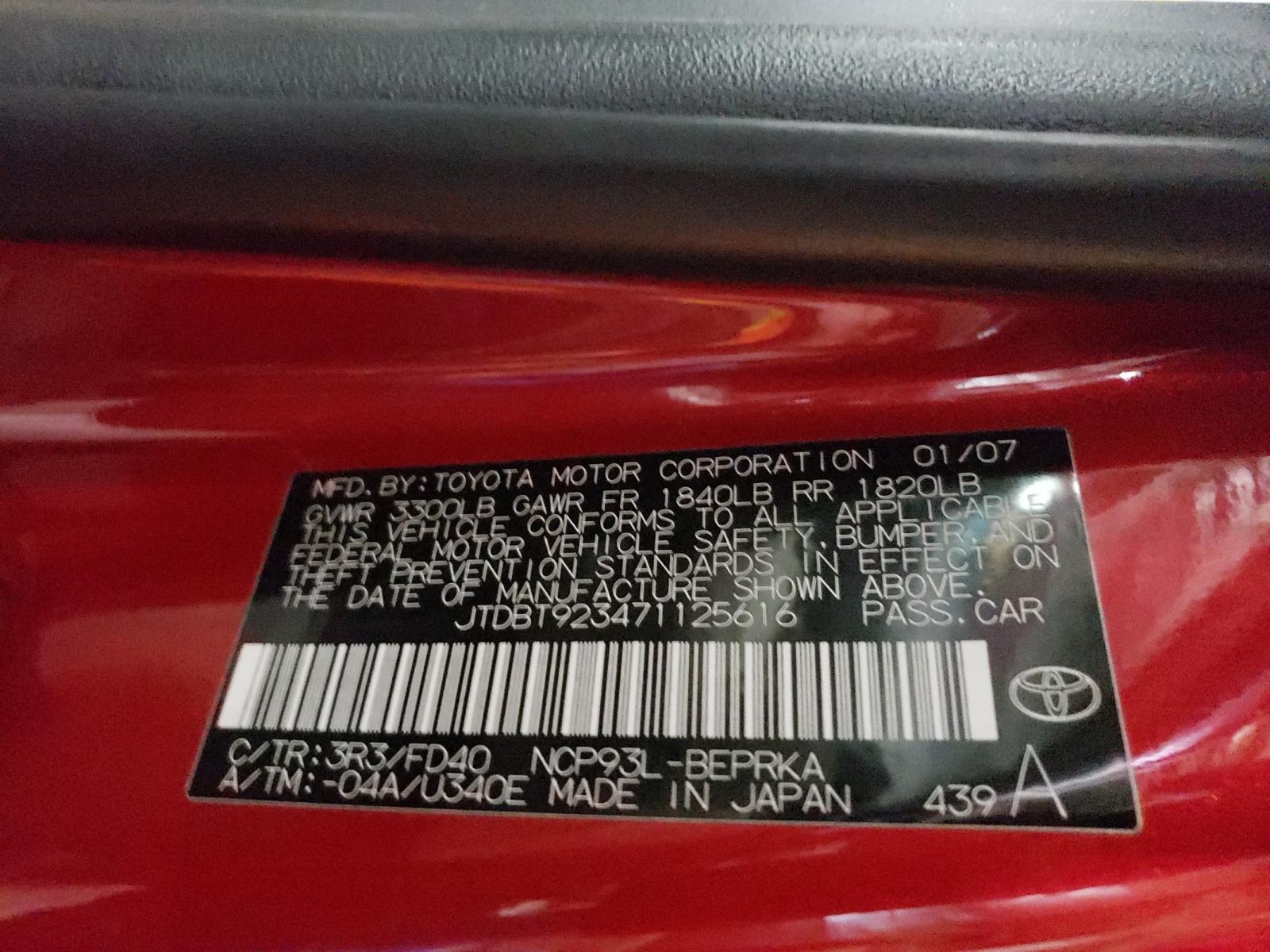 Photo 10 from auction – 2007 TOYOTA YARIS with VIN JTDBT923471125616