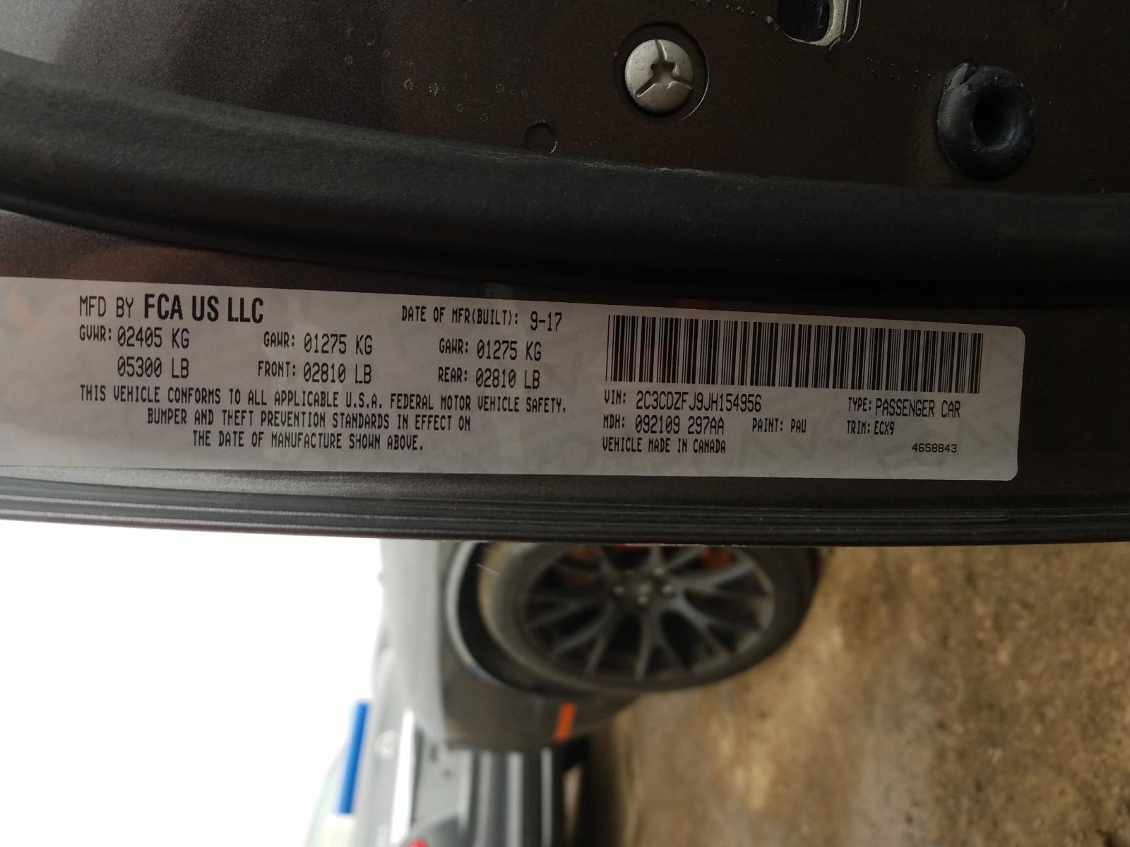 Photo 10 from auction – 2018 DODGE CHALLENGER with VIN 2C3CDZFJ9JH154956