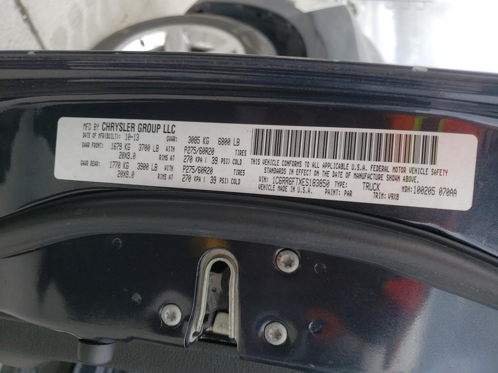 Photo 10 from auction – 2014 DODGE RAM with VIN 1C6RR6FTXES183850
