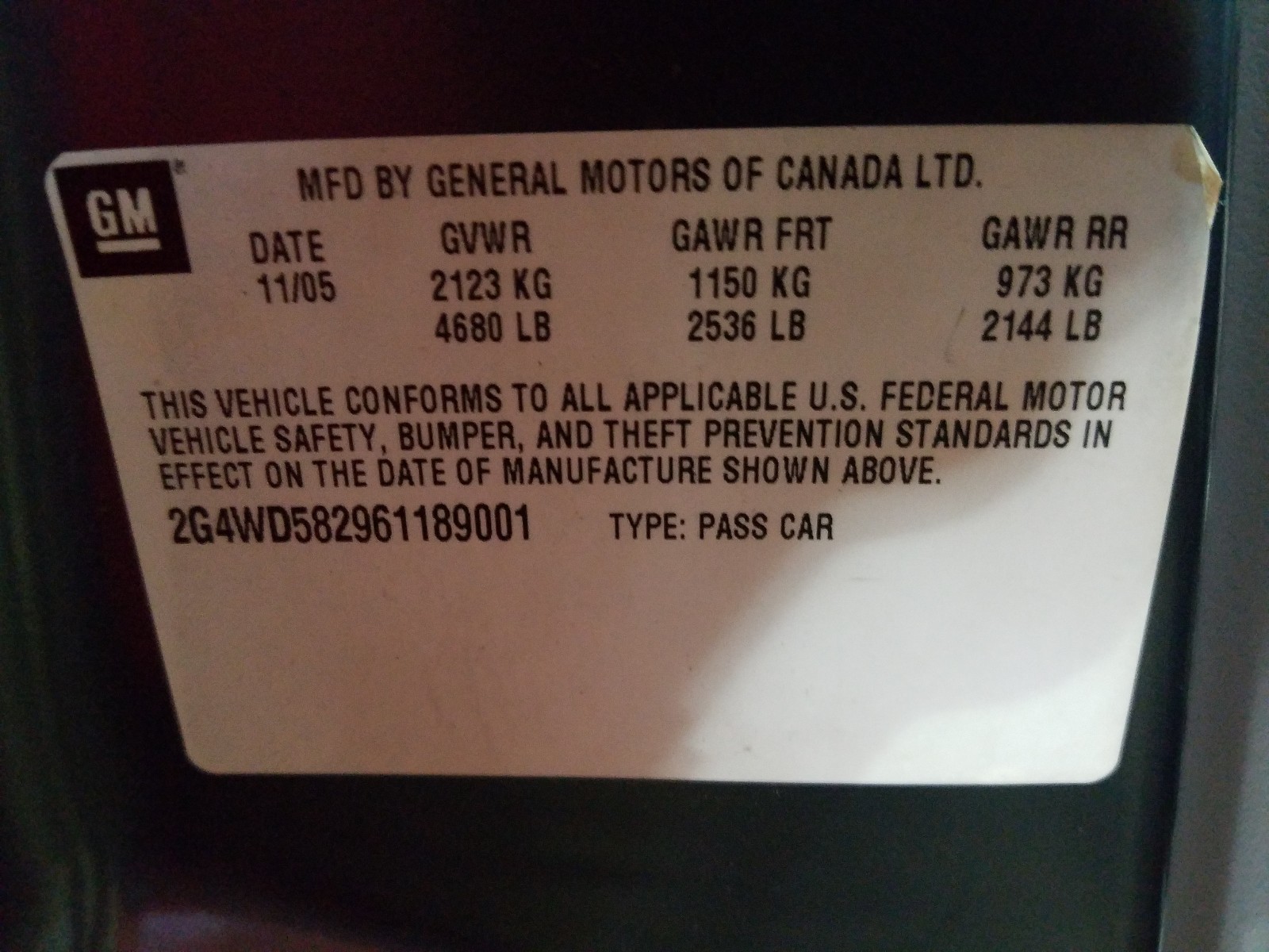 Photo 10 from auction – 2006 BUICK LACROSSE C with VIN 2G4WD582961189001